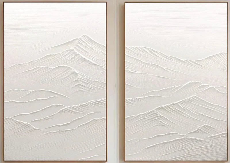 White Textured Minimalist Wall Art Set of 2