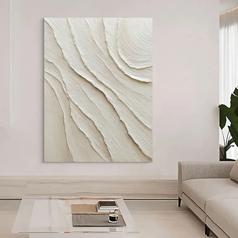 White Textured Minimalist Wall Art