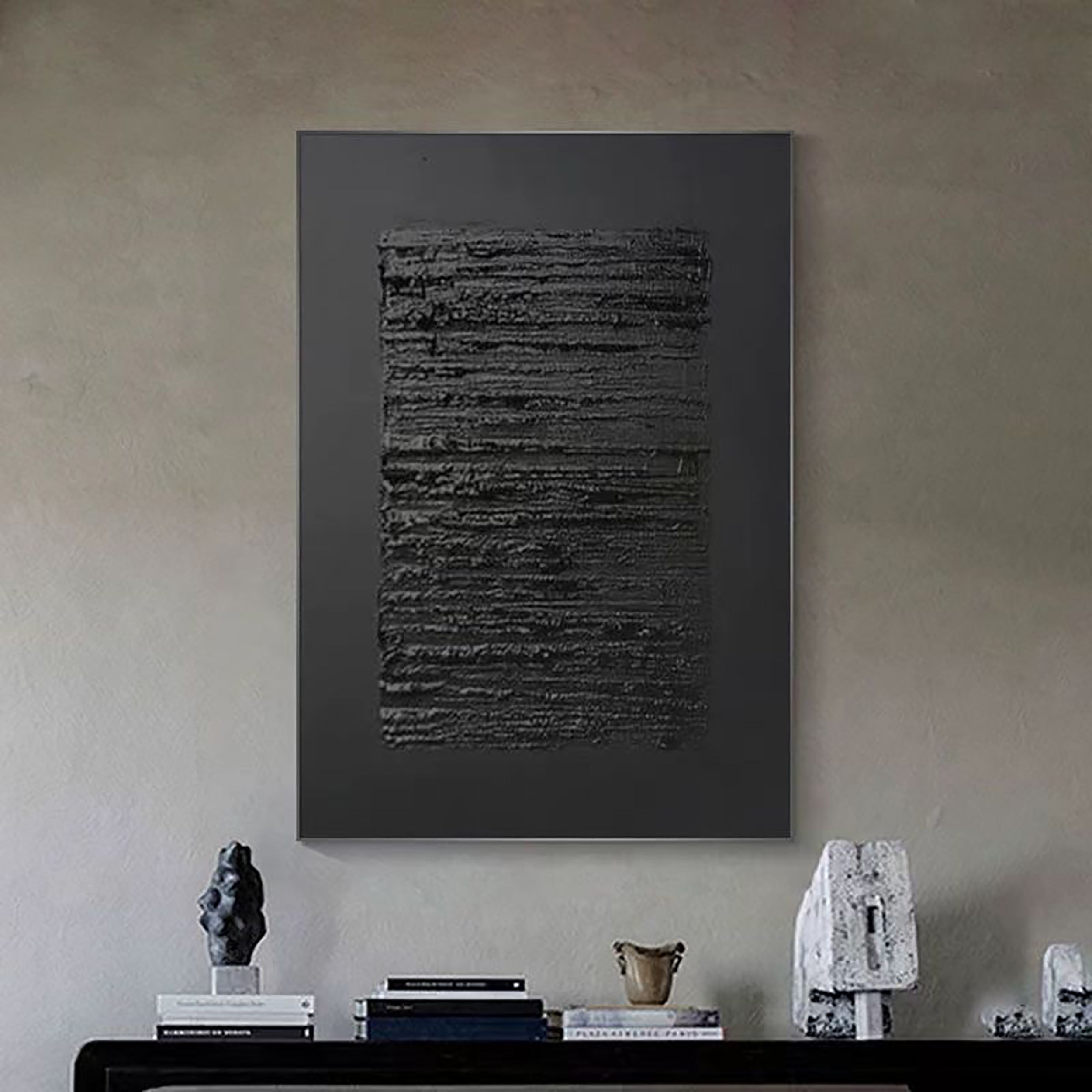 Black Textured Minimalist Wall Art