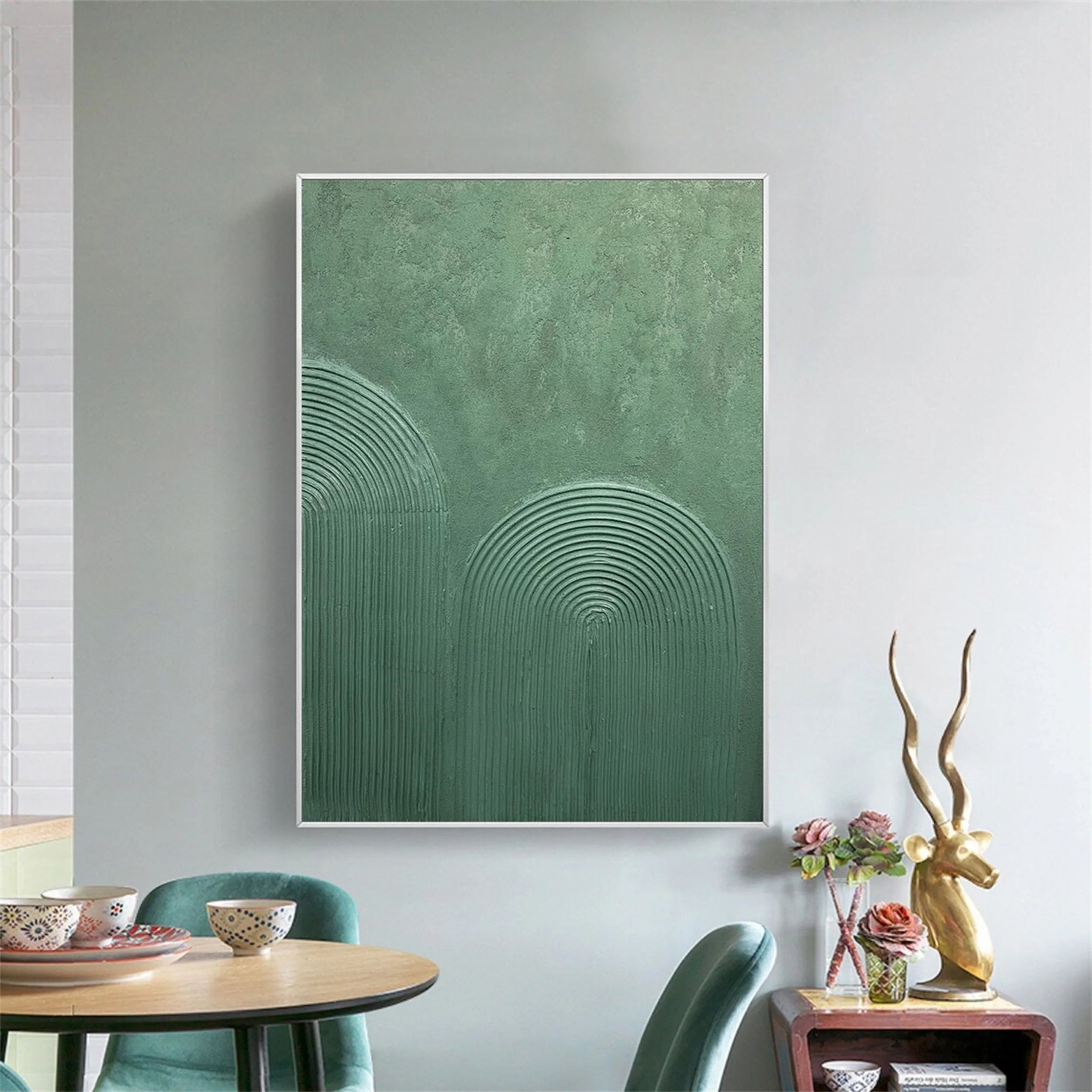 Green Textured Minimalist Wall Art