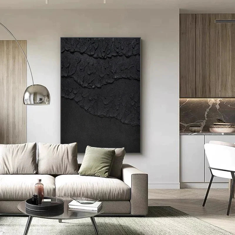 Black Textured Minimalist Wall Art