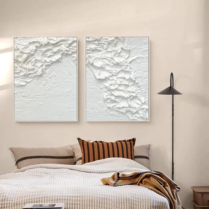 White Textured Minimalist Wall Art Set of 2