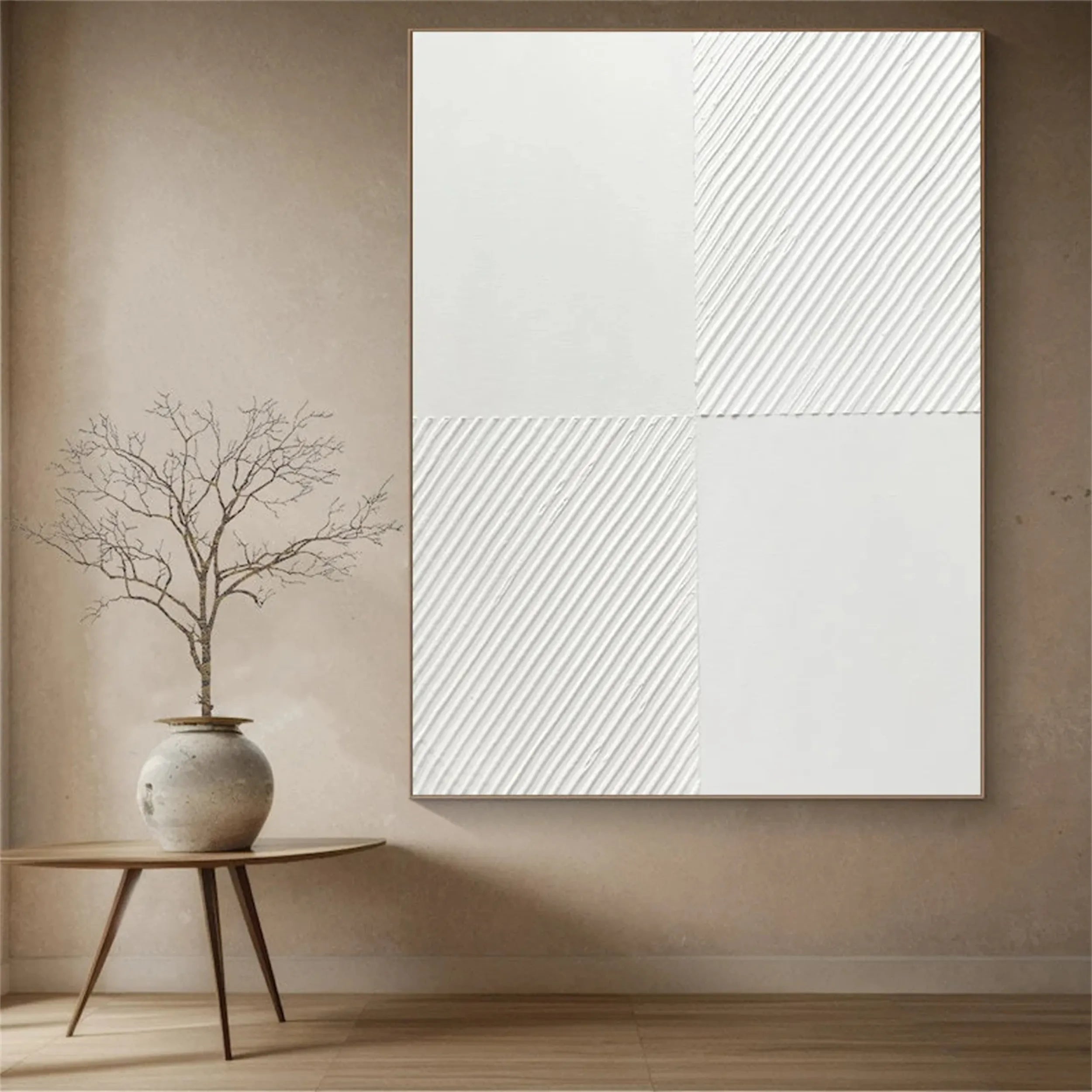 White Textured Minimalist Wall Art