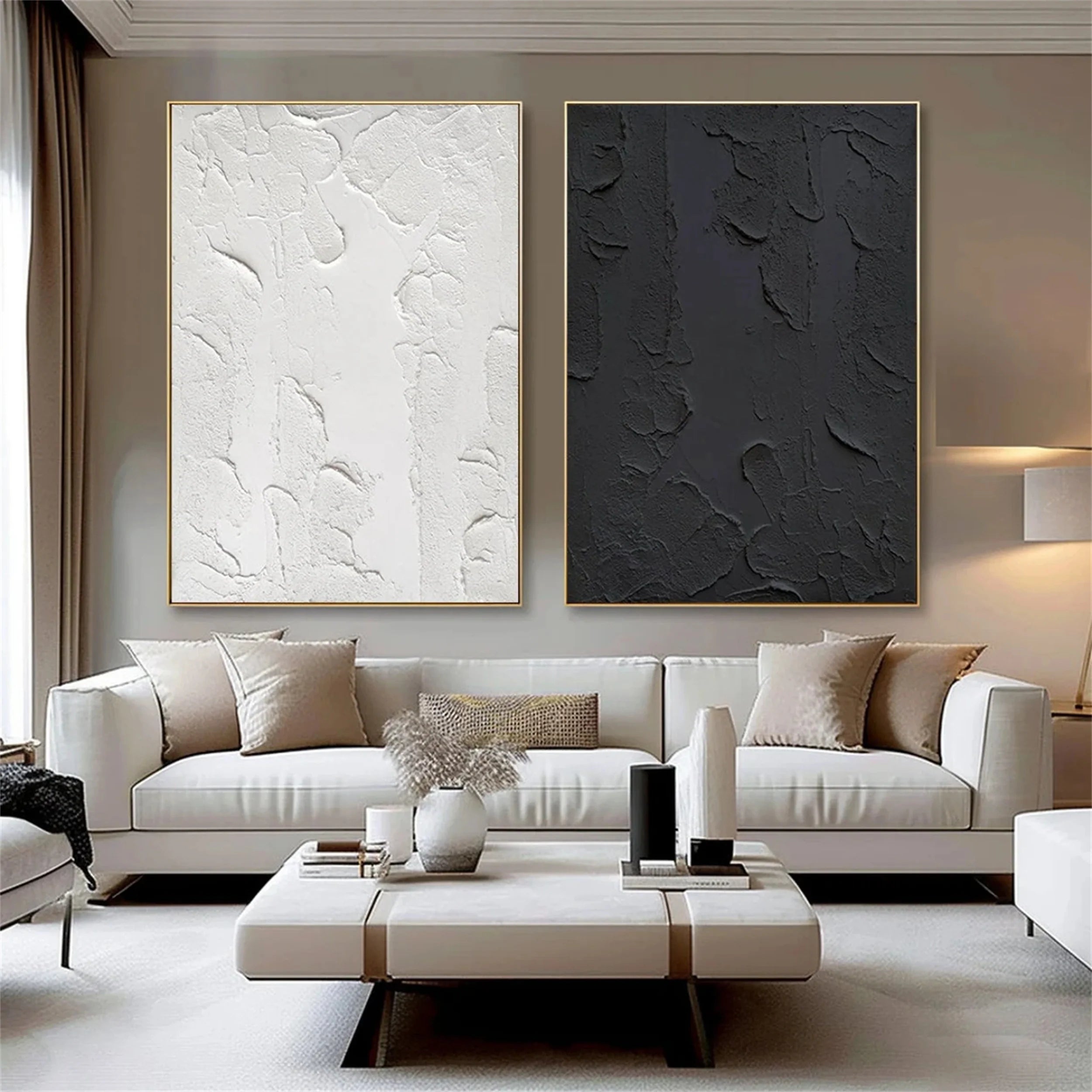 Black Textured Minimalist Wall Art Set of 2