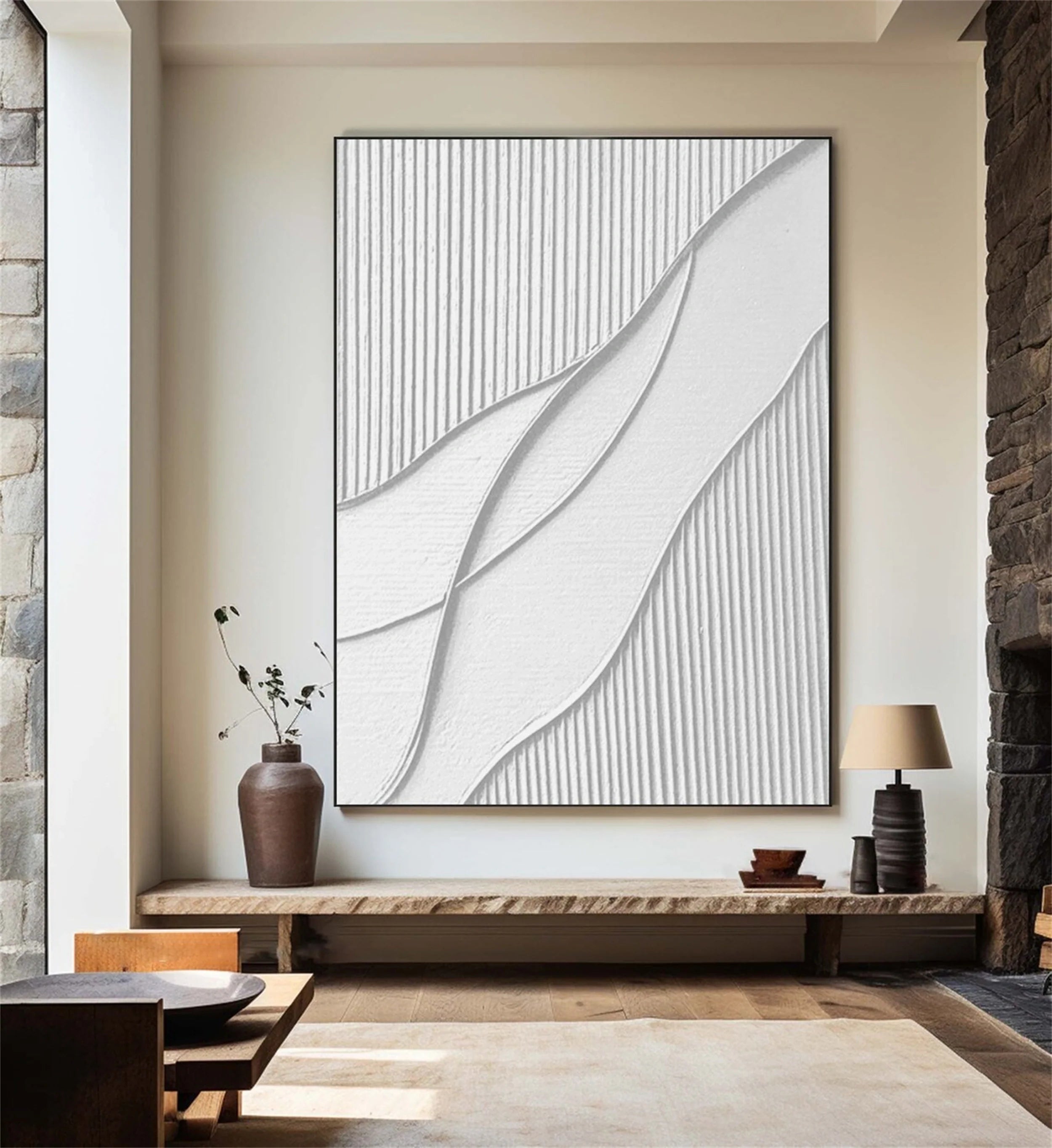 White Textured Minimalist Wall Art