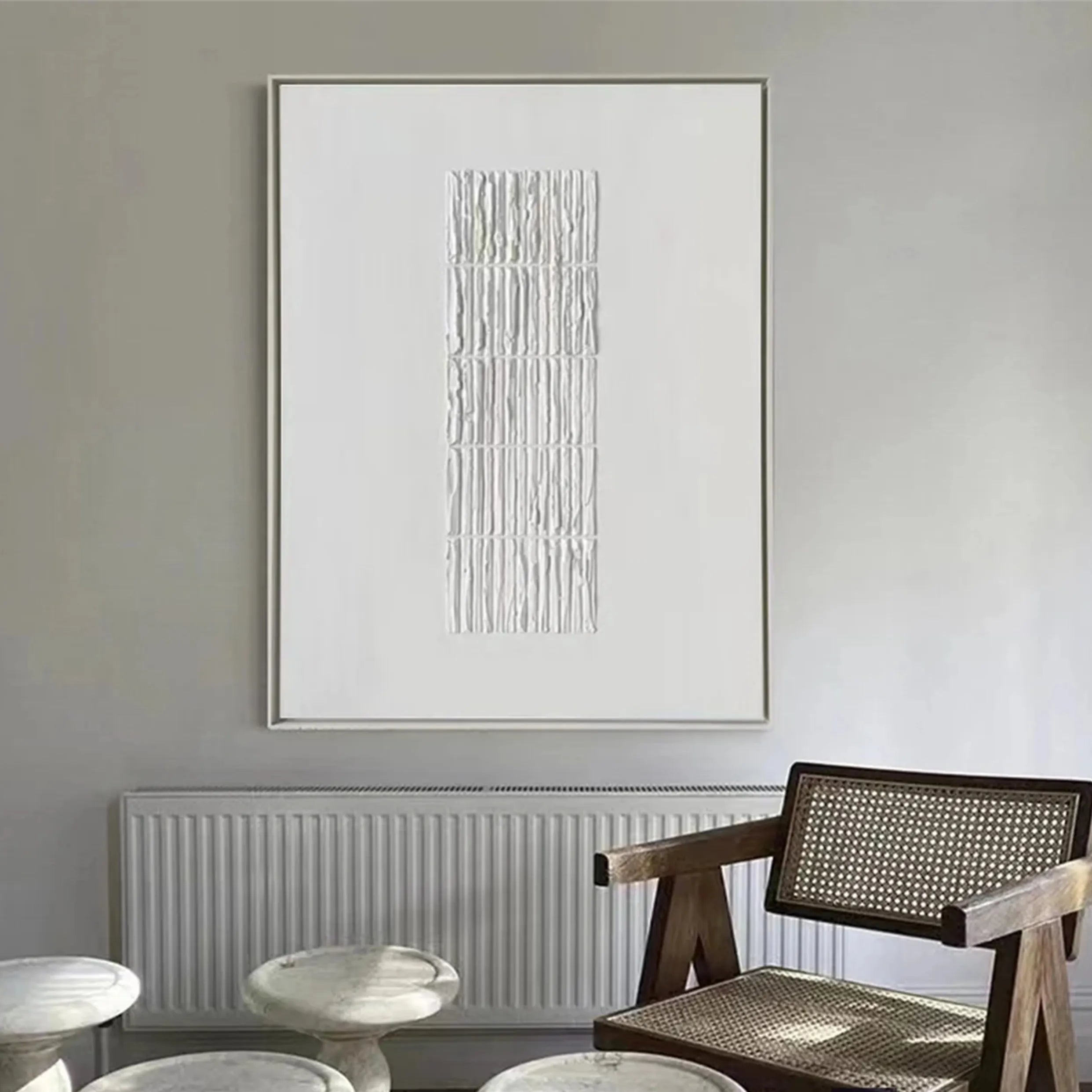 White Textured Minimalist Wall Art