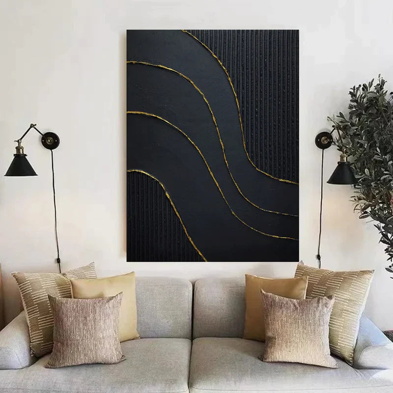 Black Textured Minimalist Wall Art