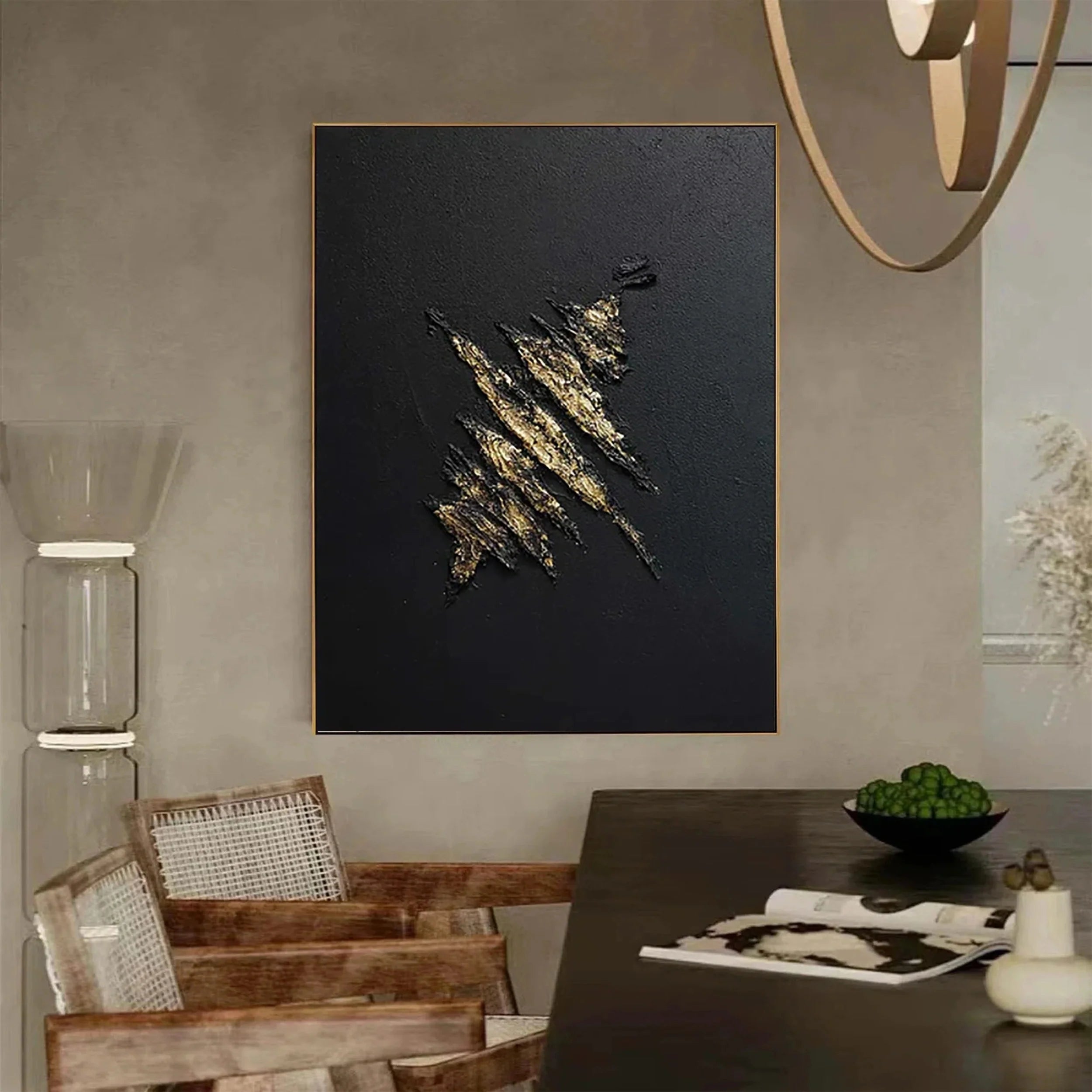 Black Textured Minimalist Wall Art