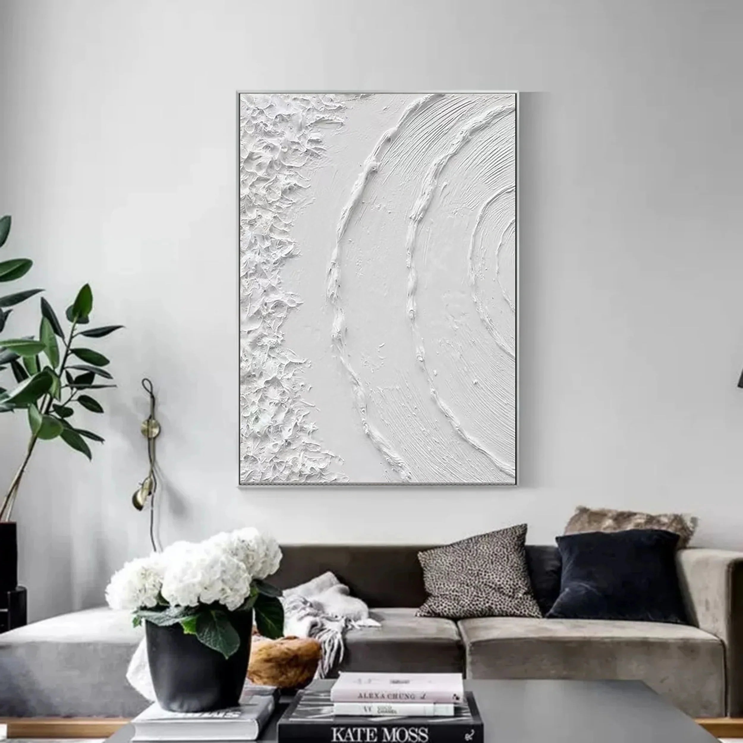 White Textured Minimalist Wall Art