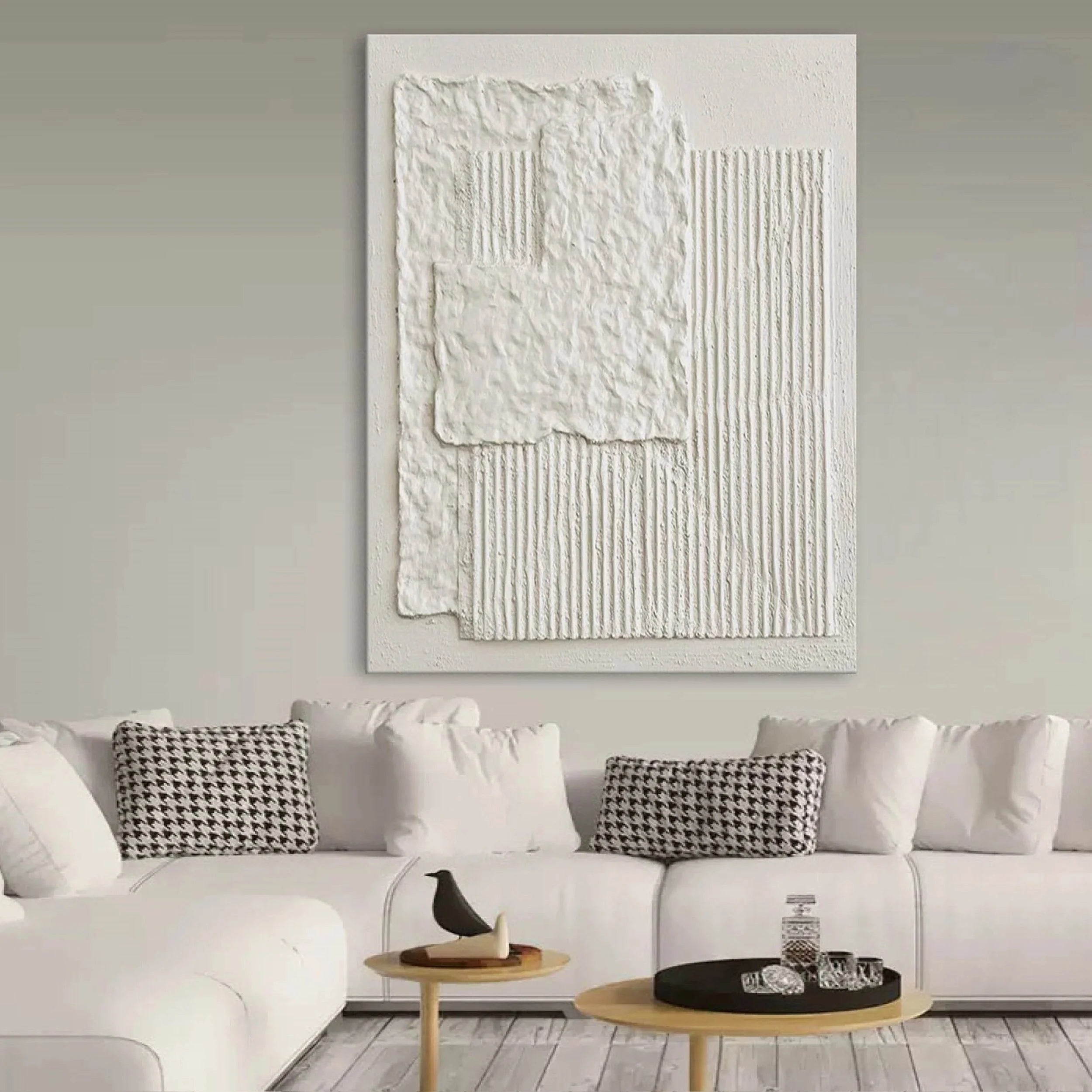 White Textured Minimalist Wall Art