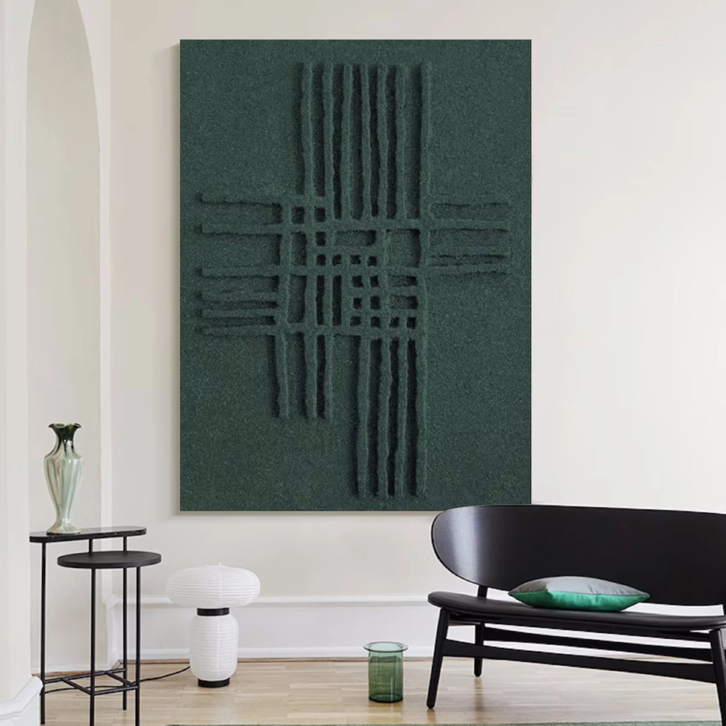 Green Textured Minimalist Wall Art