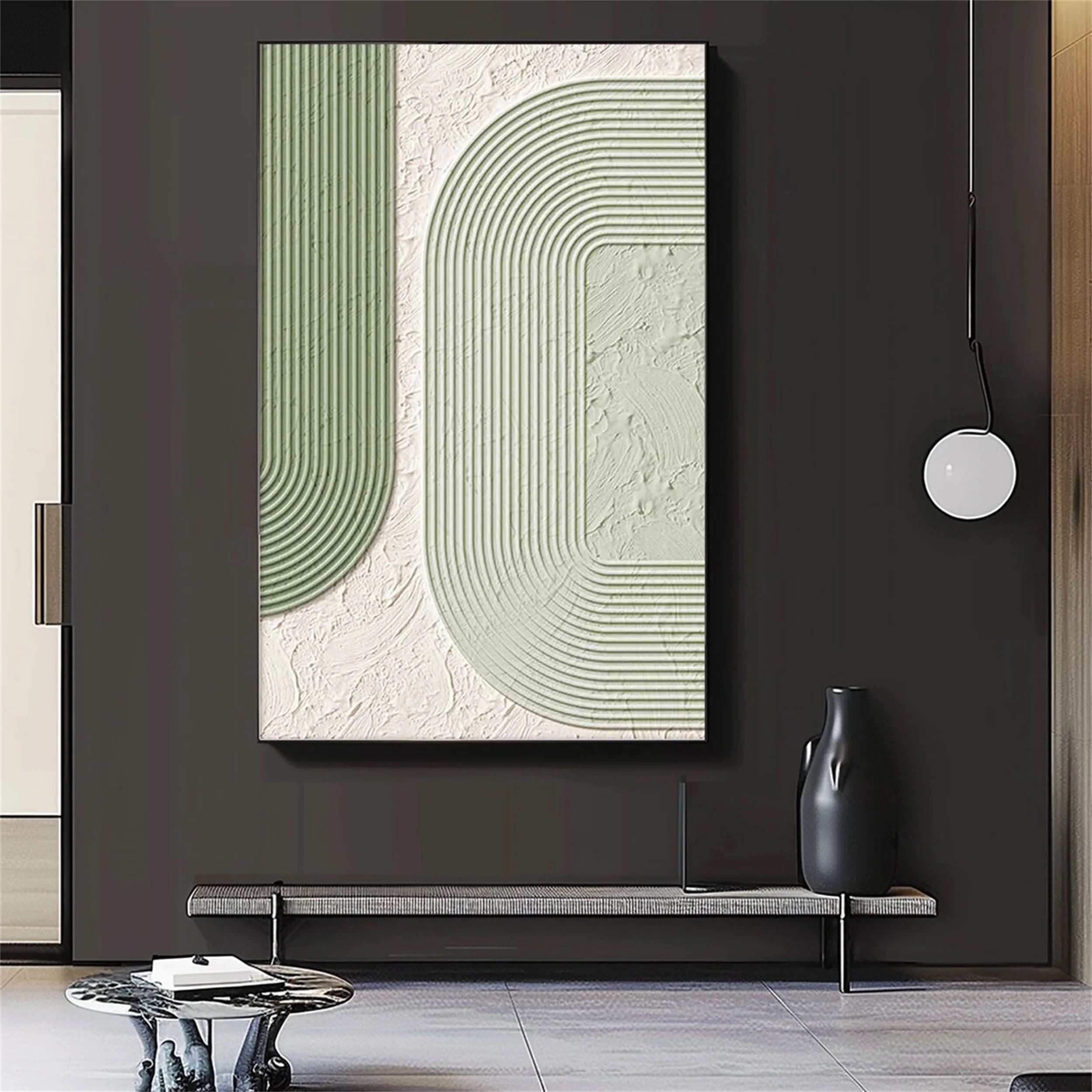 Green Textured Minimalist Wall Art