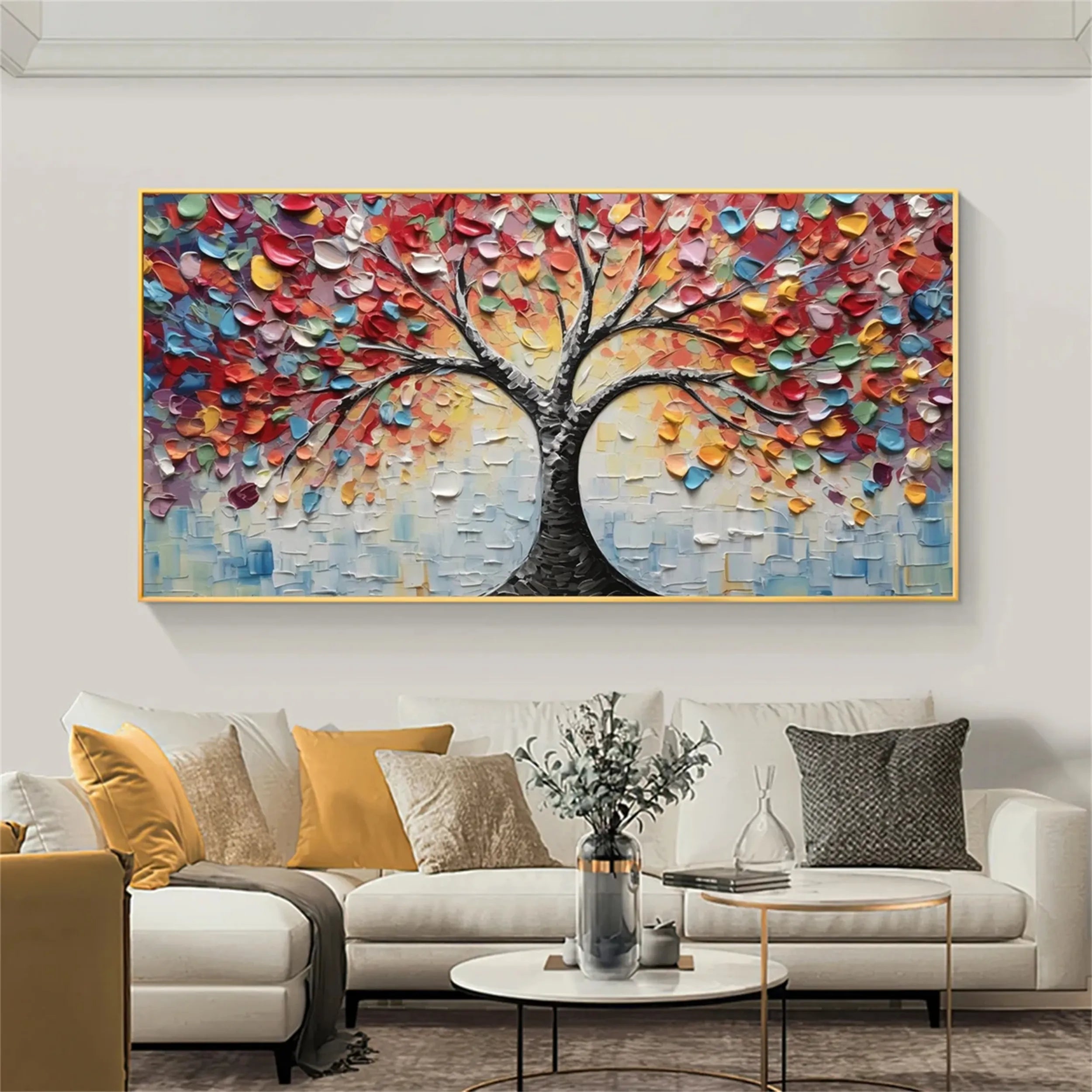 Colorful Tree And Flower Painting