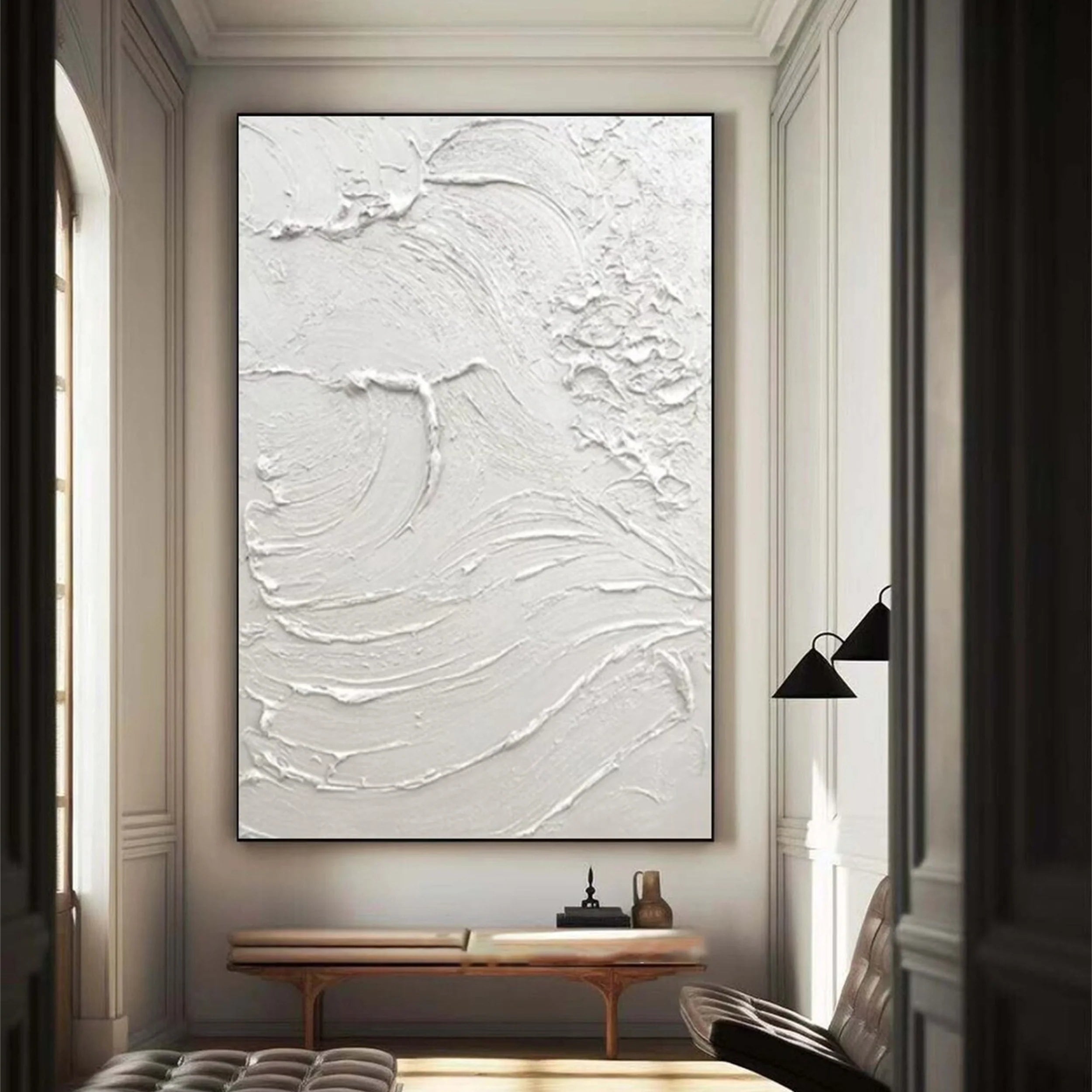 White Textured Minimalist Wall Art