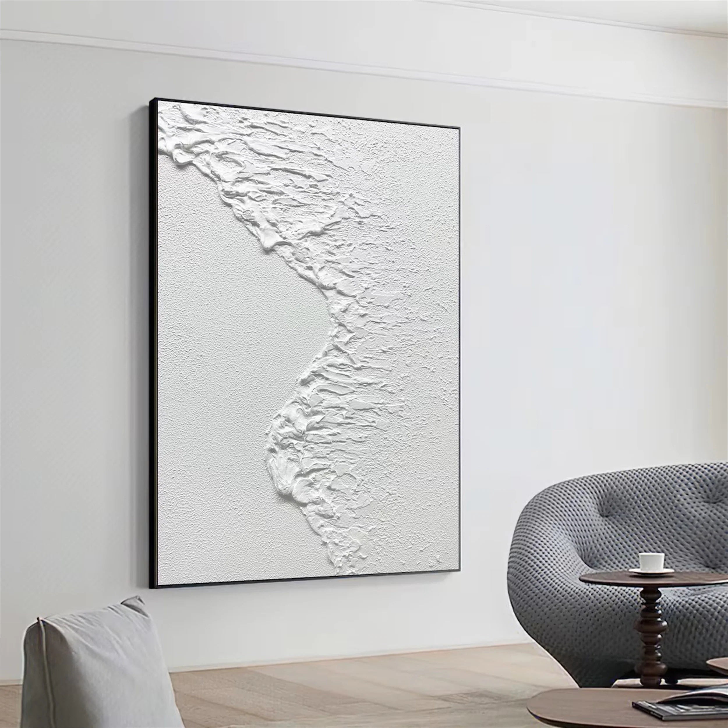 White Textured Minimalist Wall Art