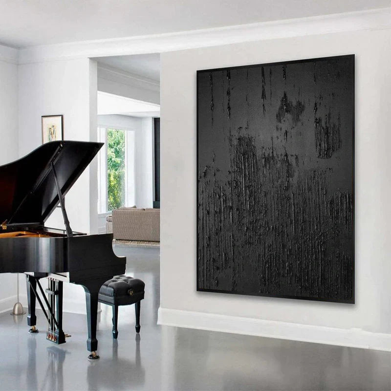 Black Textured Minimalist Wall Art