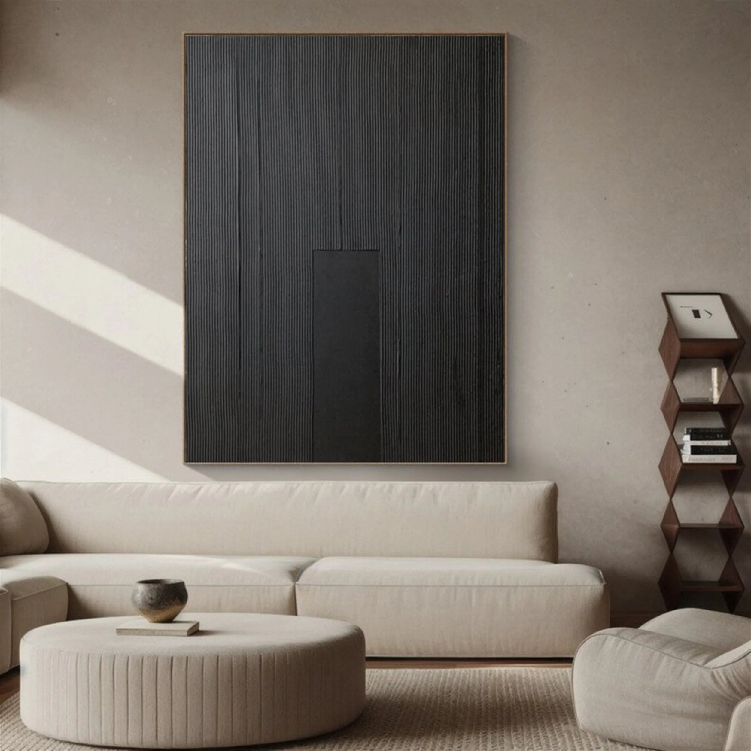 Black Textured Minimalist Wall Art