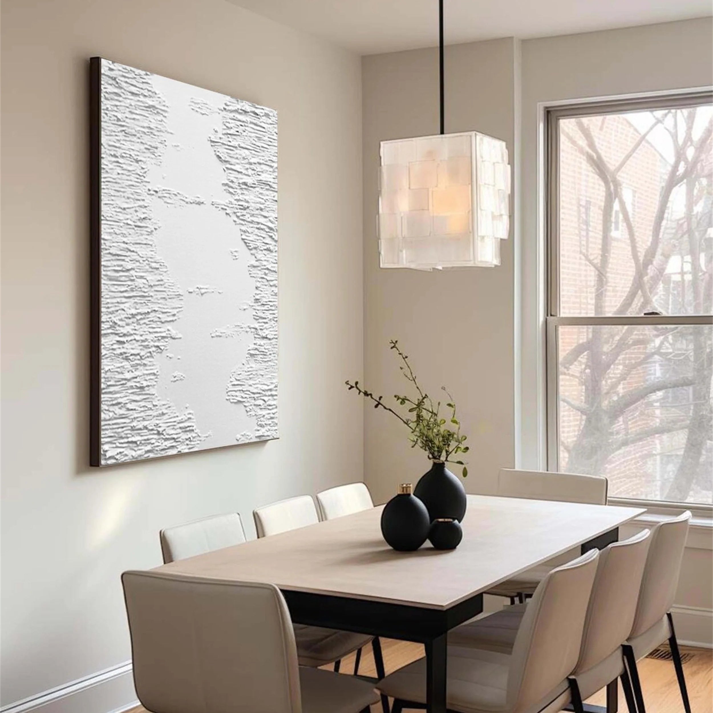 White Textured Minimalist Wall Art