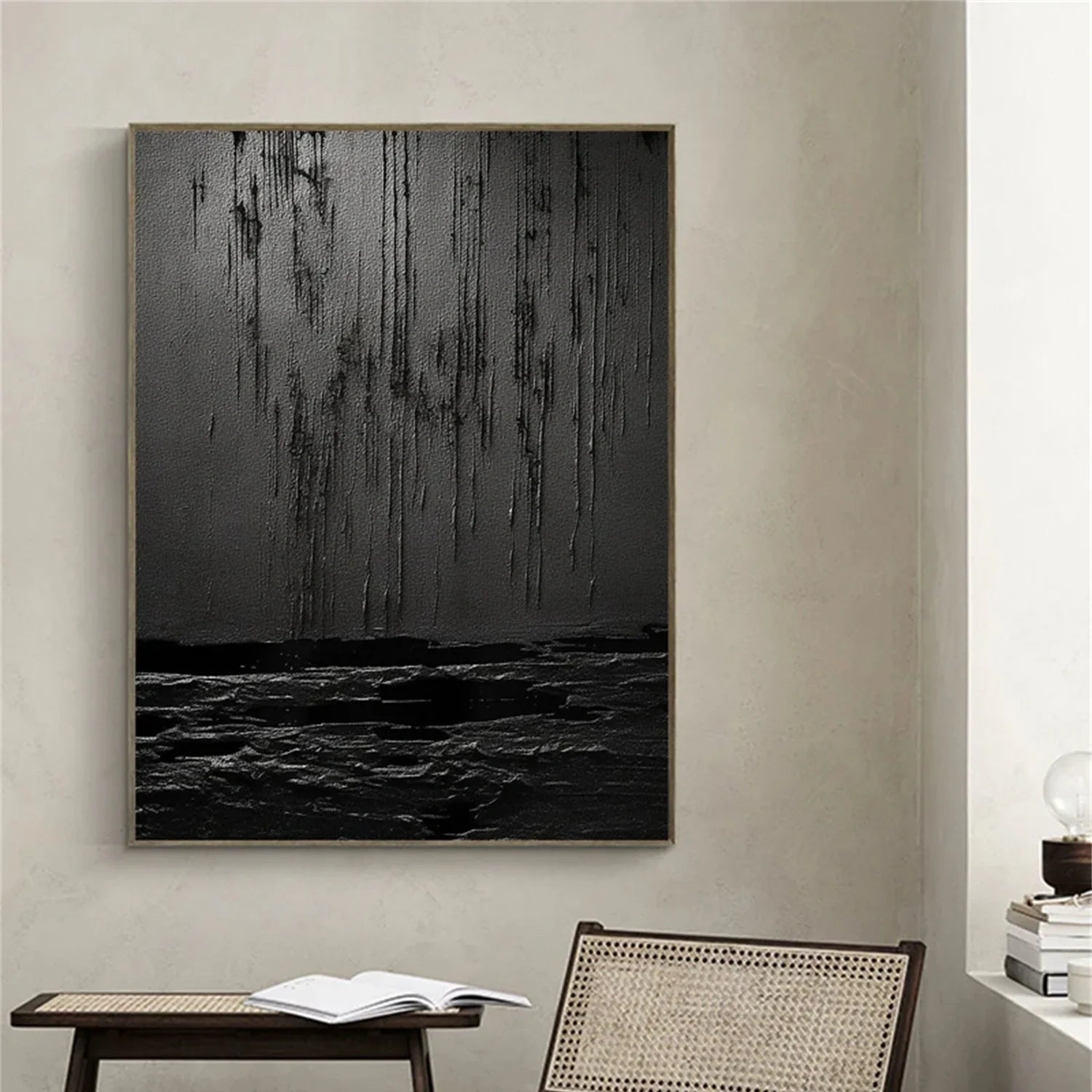 Black Textured Minimalist Wall Art