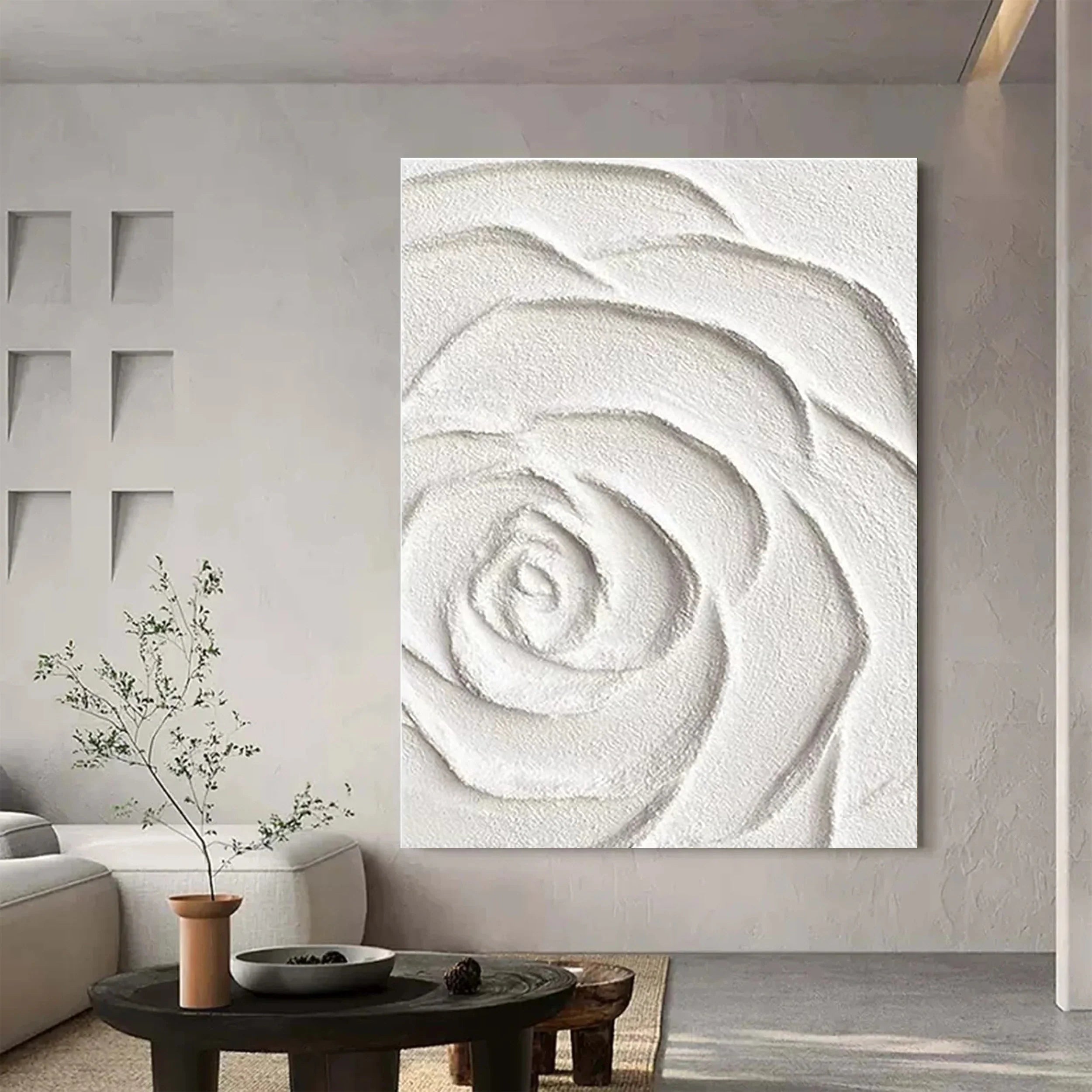 White Textured Minimalist Wall Art