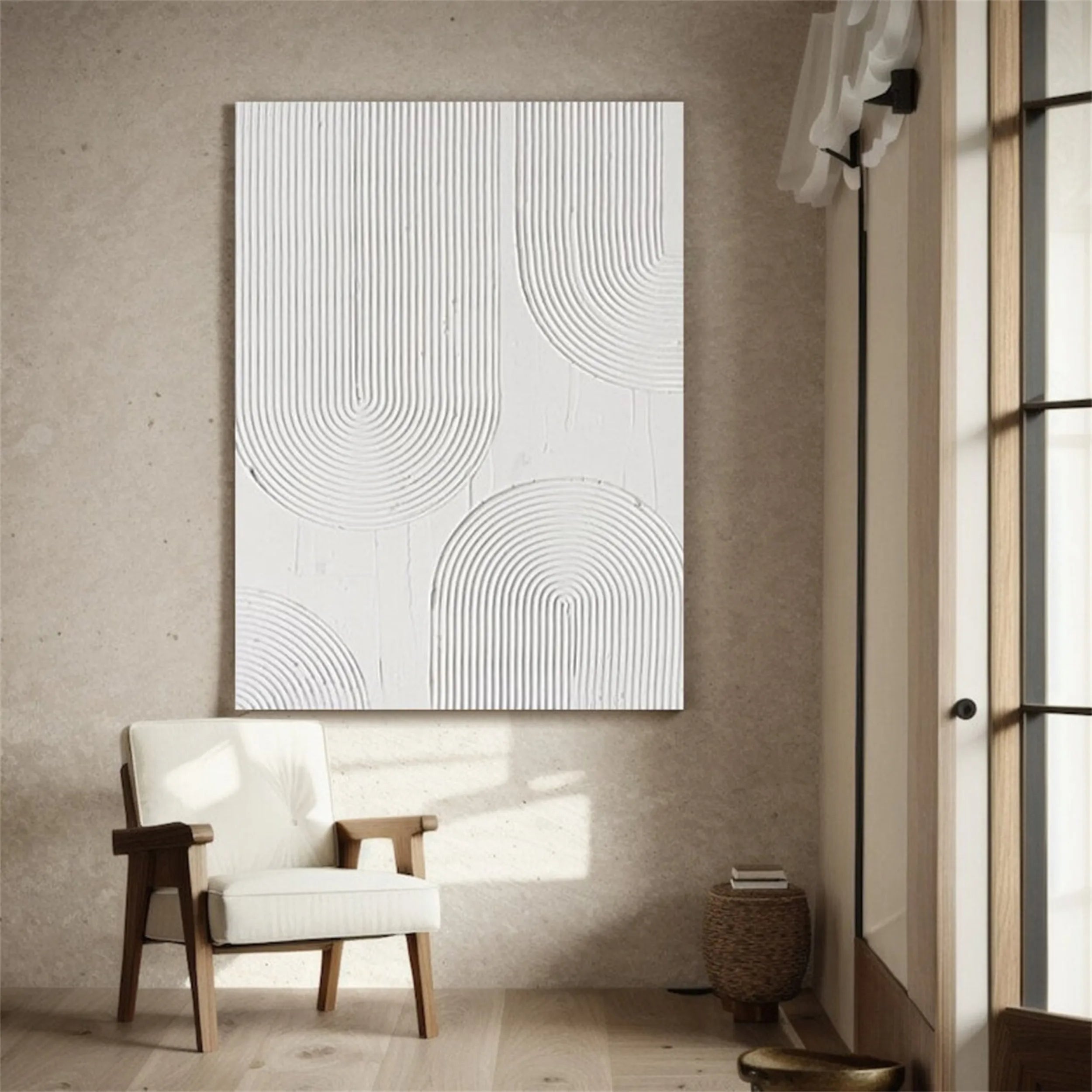 White Textured Minimalist Wall Art