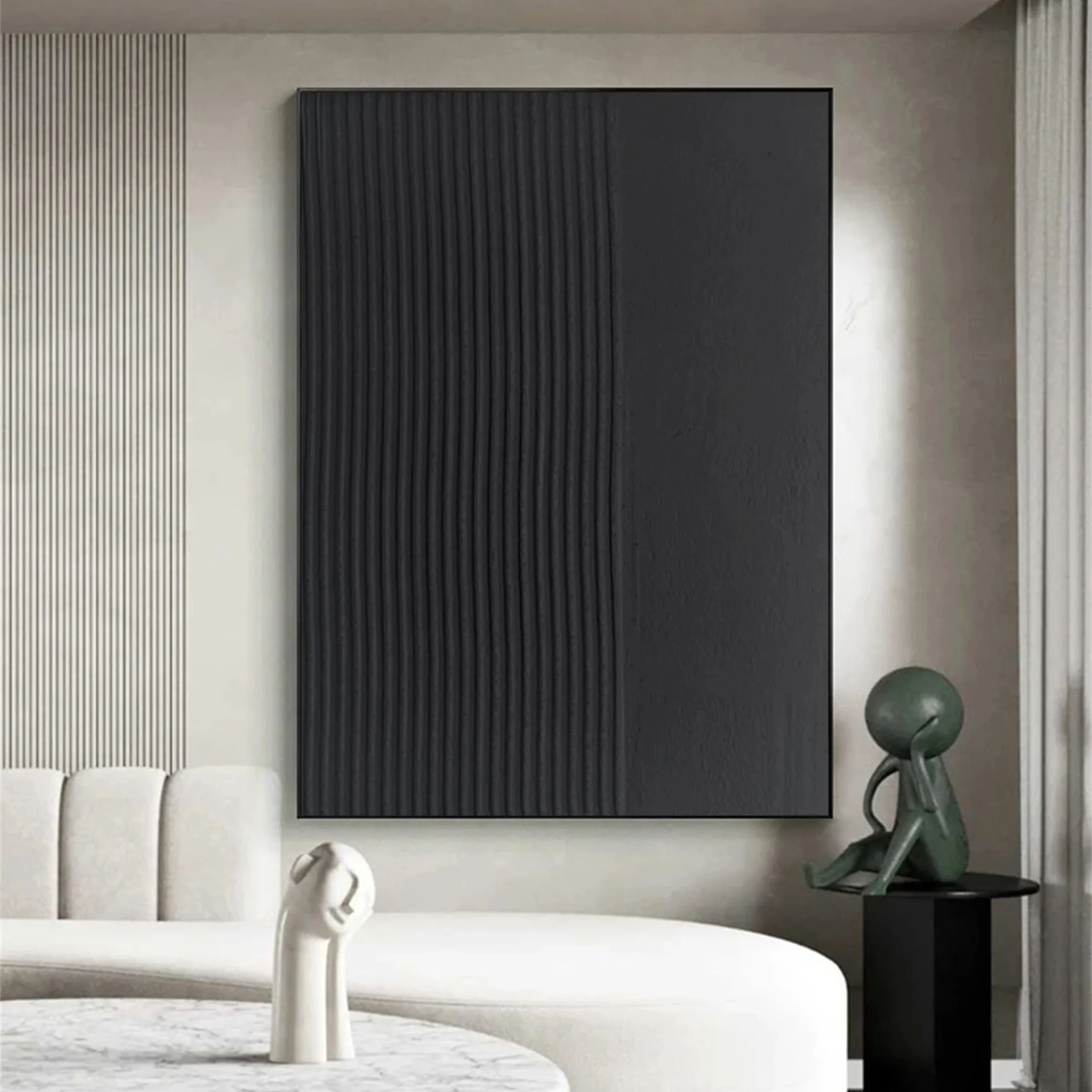 Black Textured Minimalist Wall Art