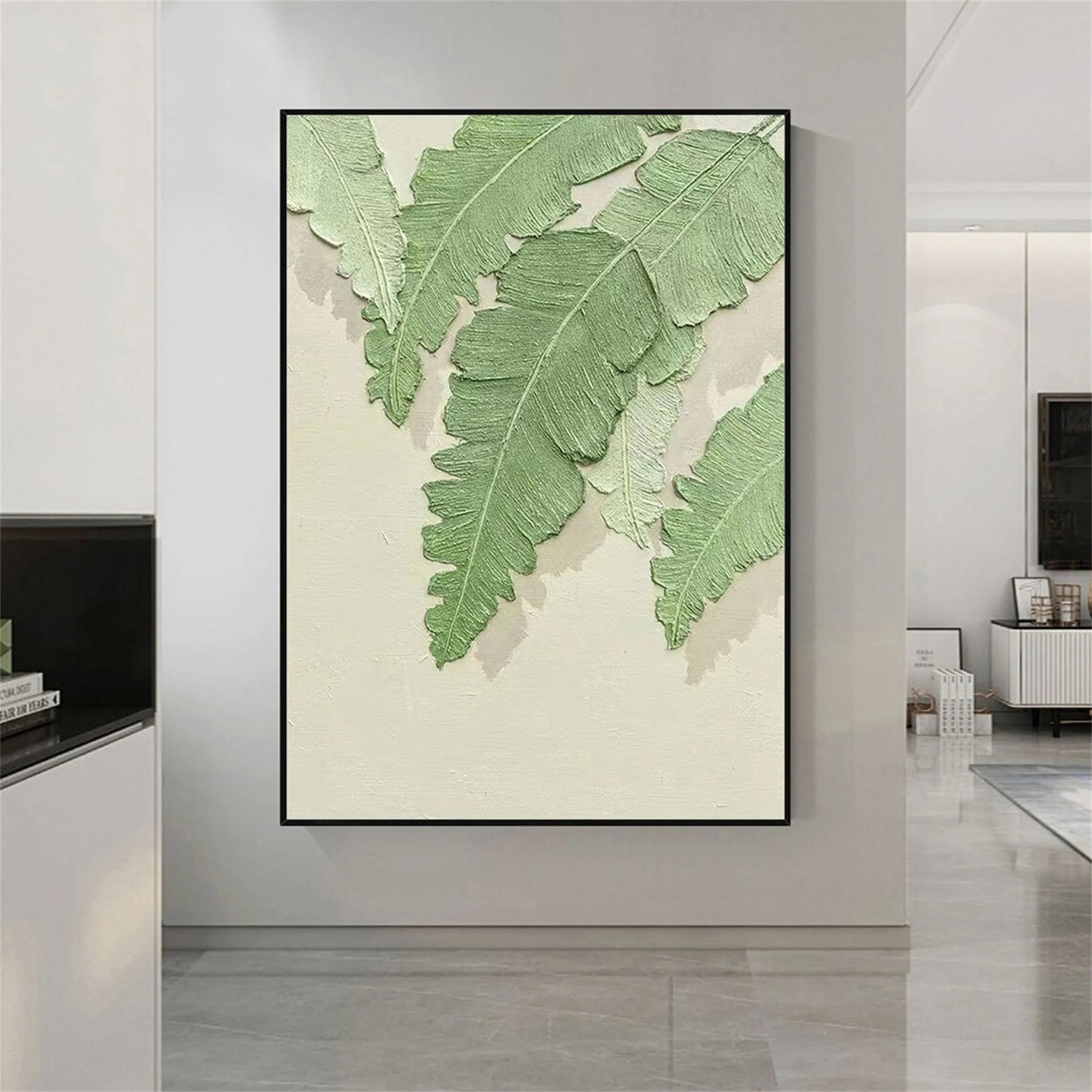 Green Textured Minimalist Wall Art