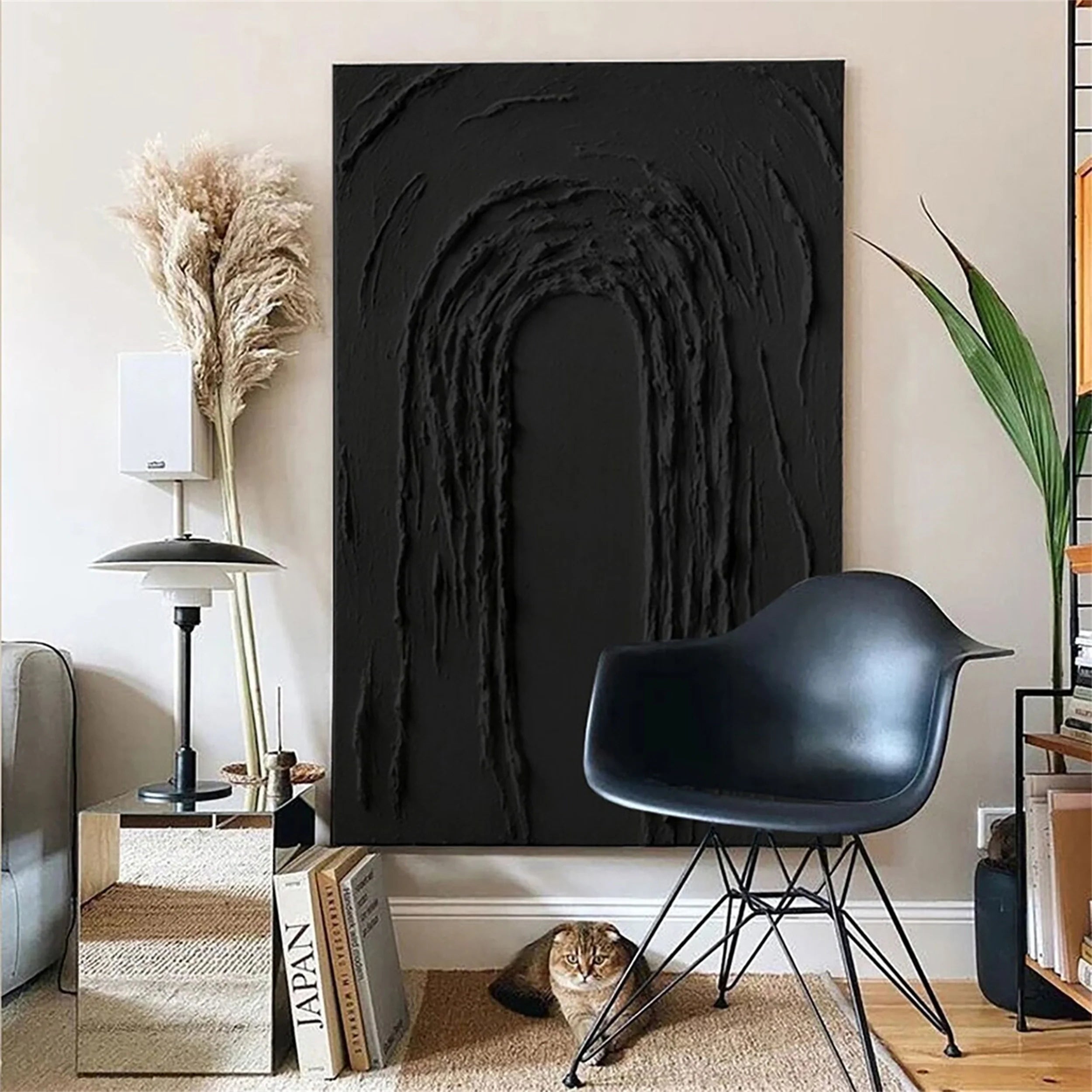 Black Textured Minimalist Wall Art