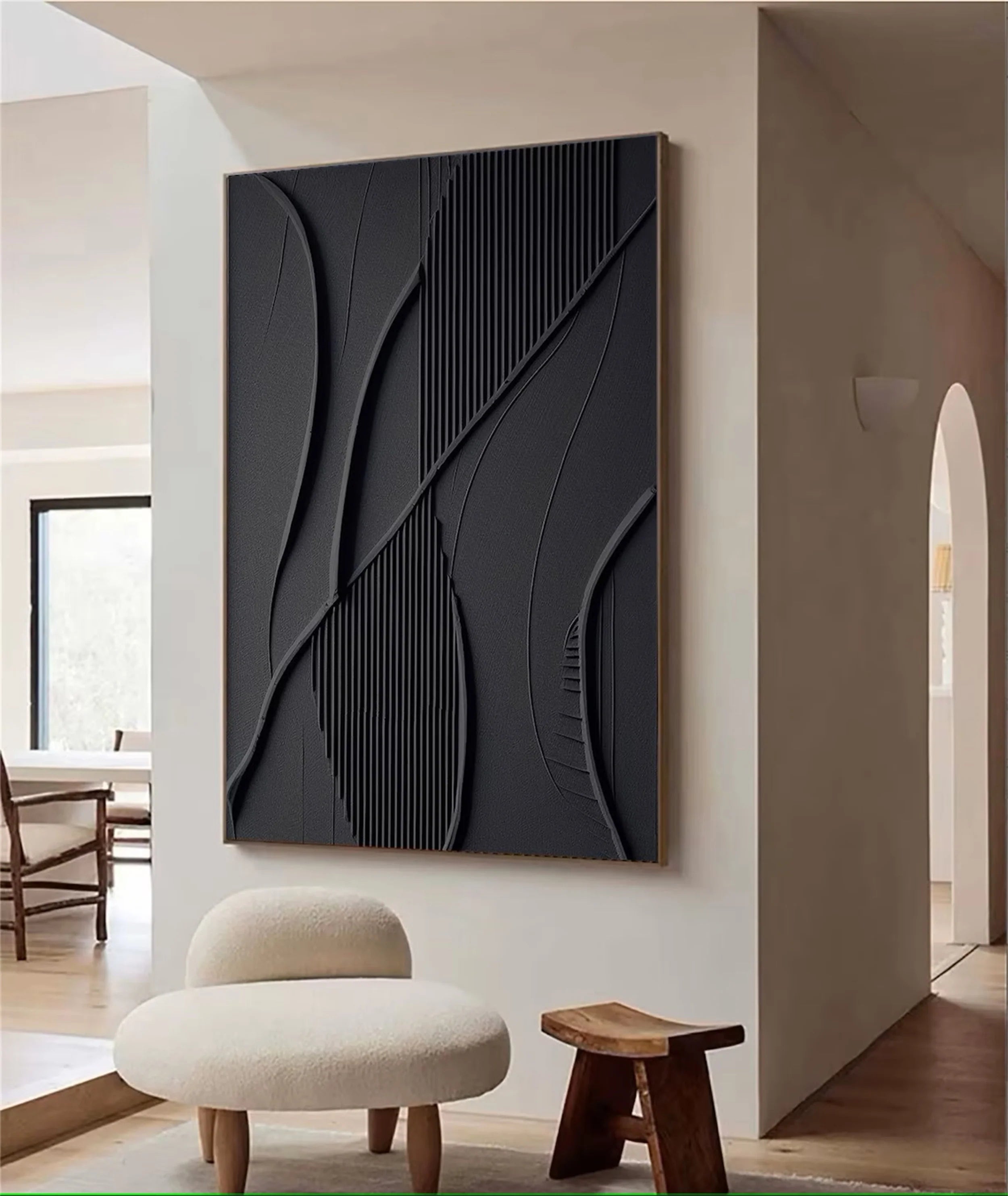 Black Textured Minimalist Wall Art