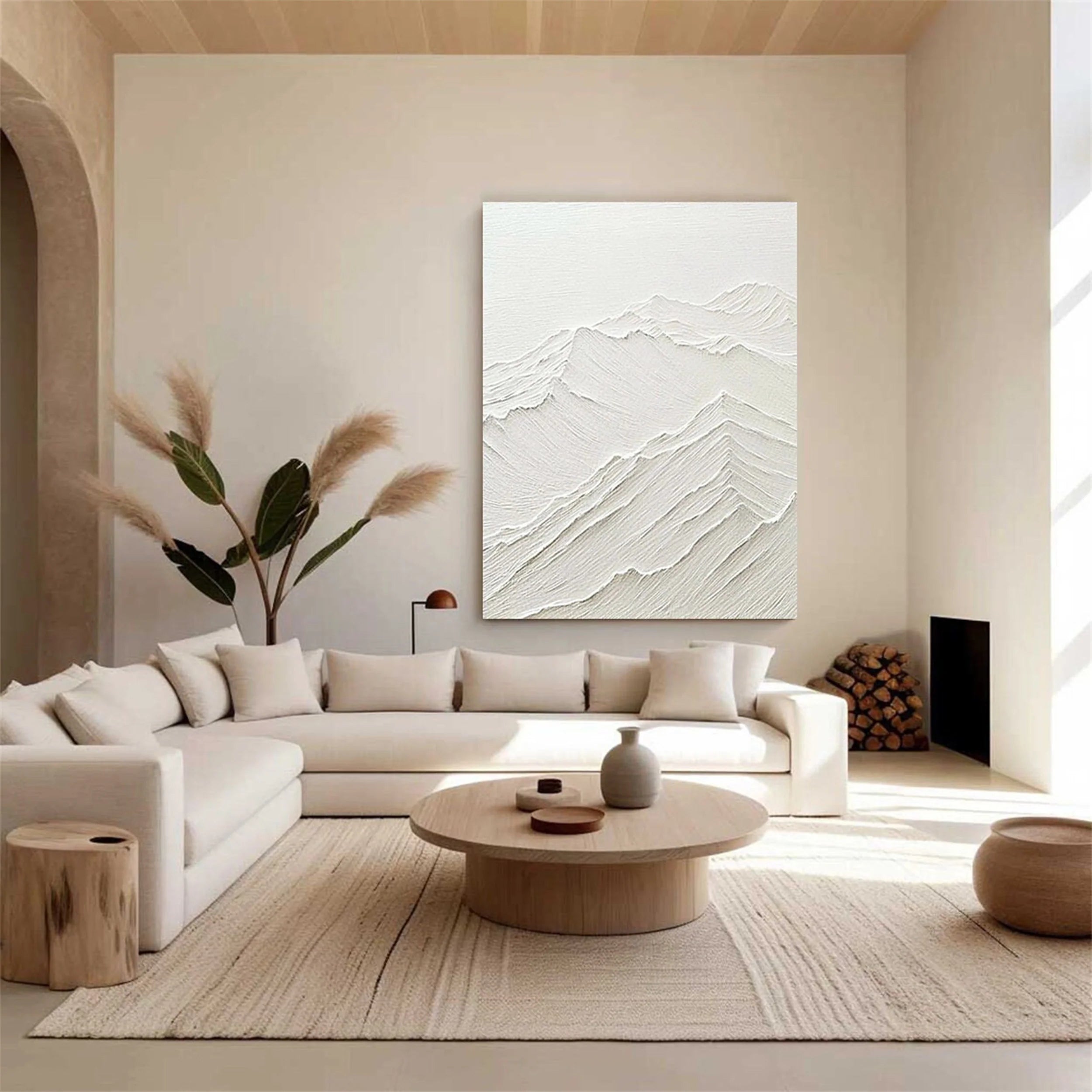 White Textured Minimalist Wall Art