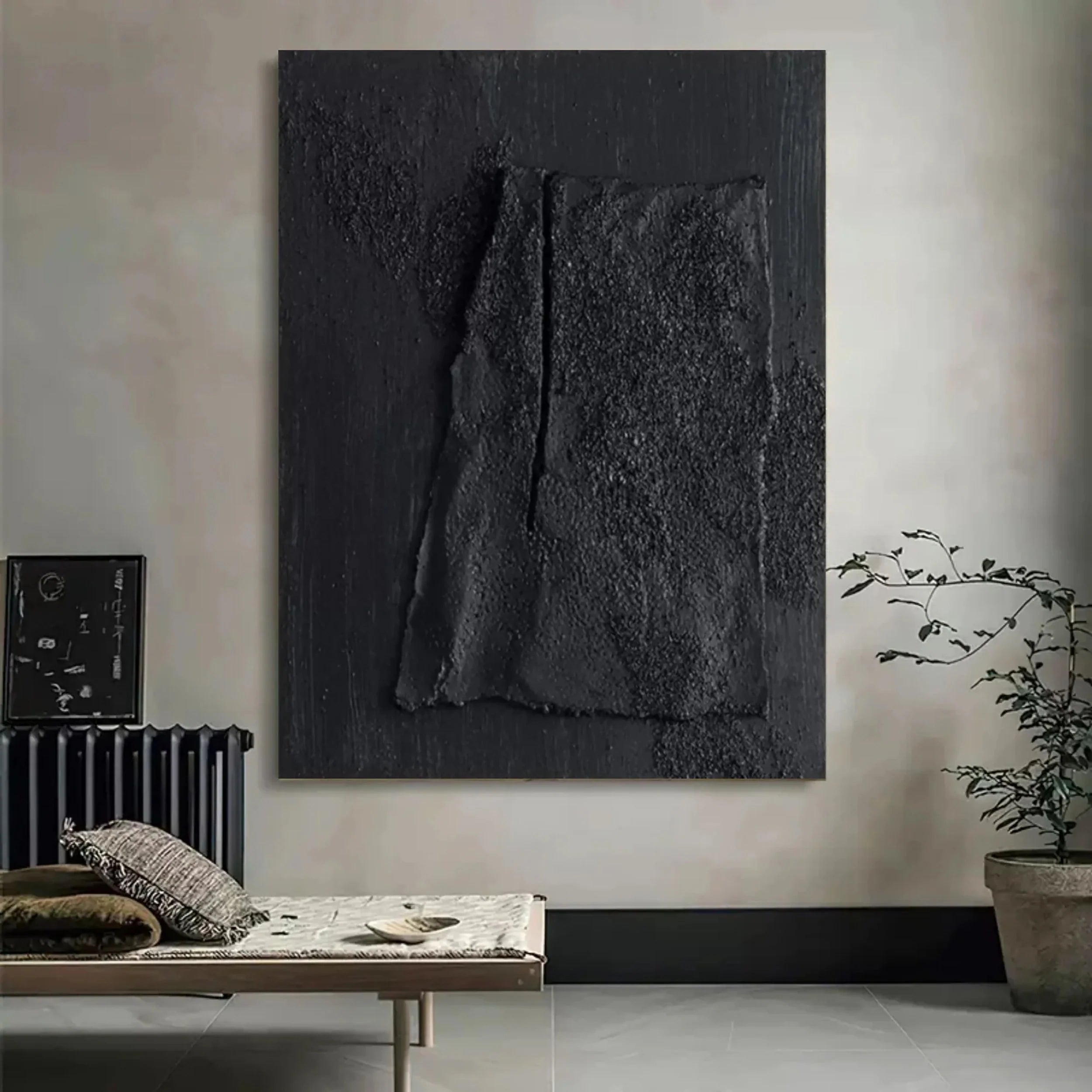 Black Textured Minimalist Wall Art