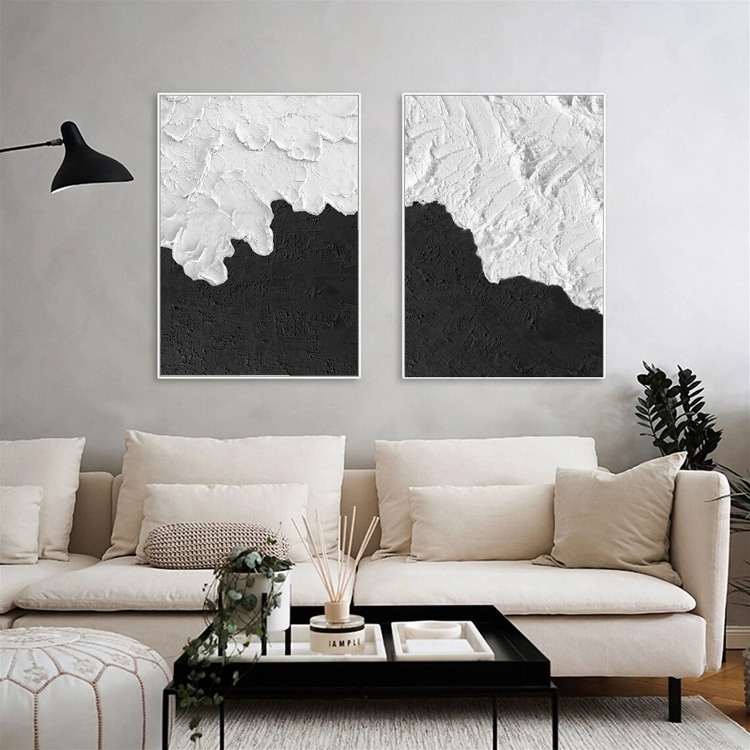 White Textured Minimalist Wall Art Set of 2