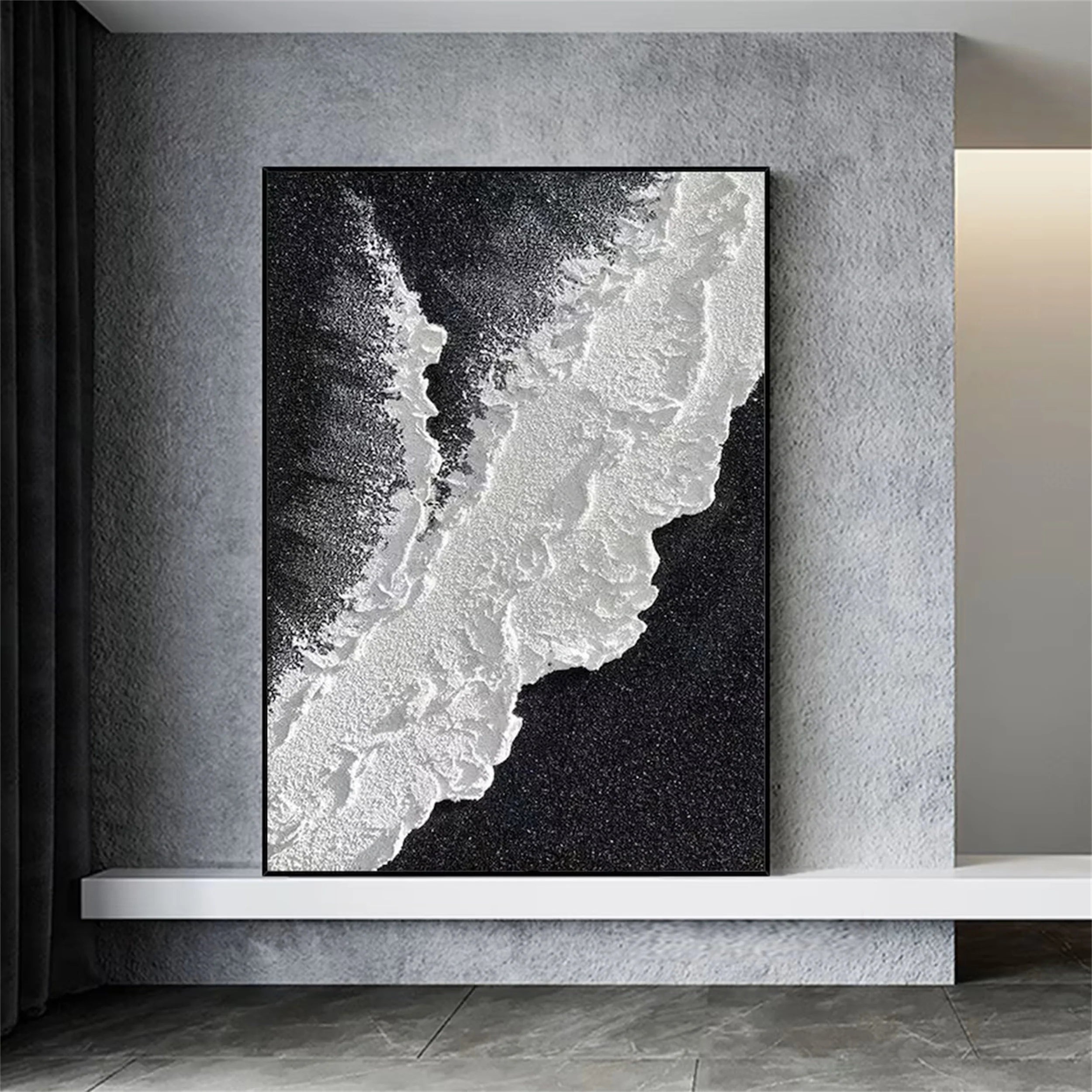 Black Textured Minimalist Wall Art