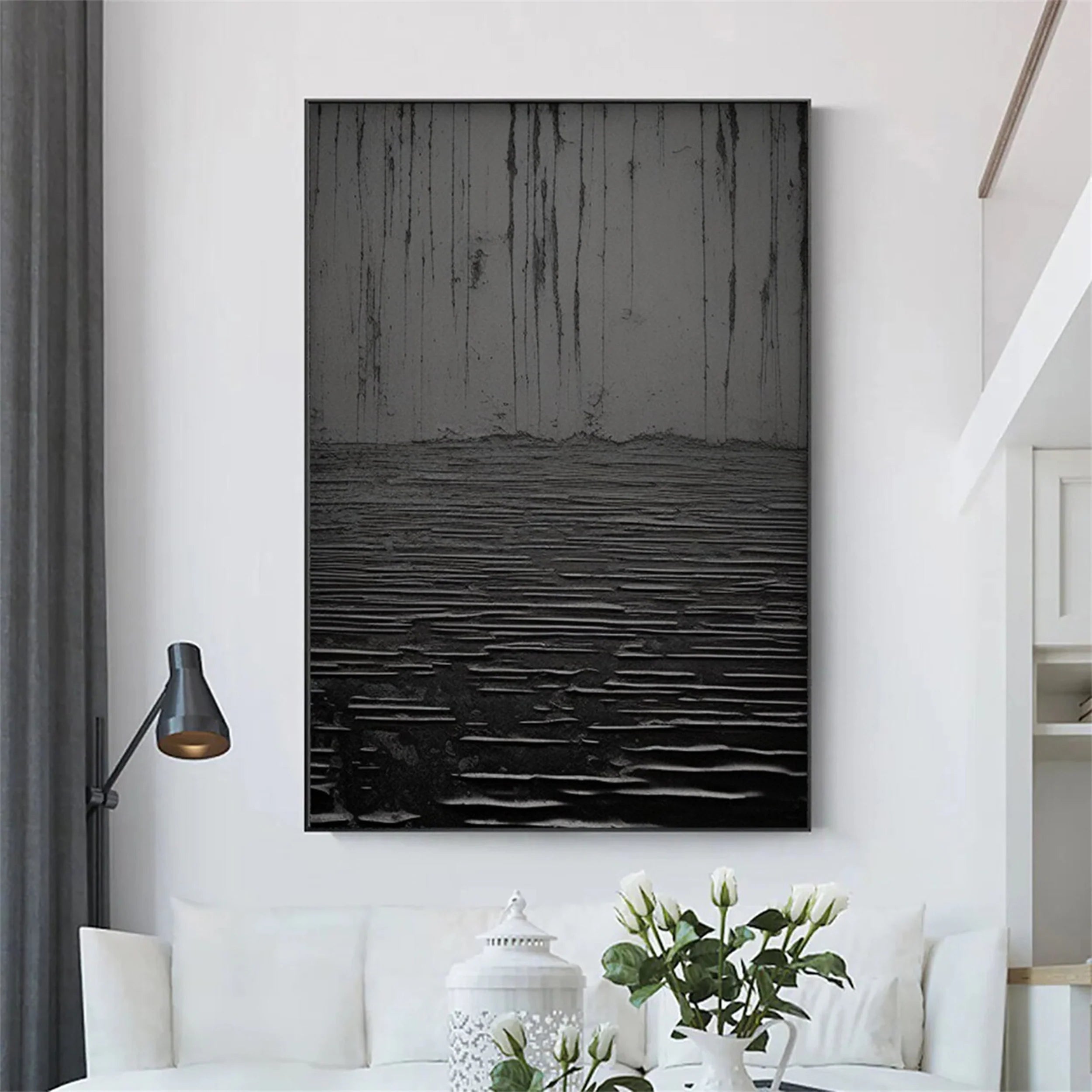 Black Textured Minimalist Wall Art