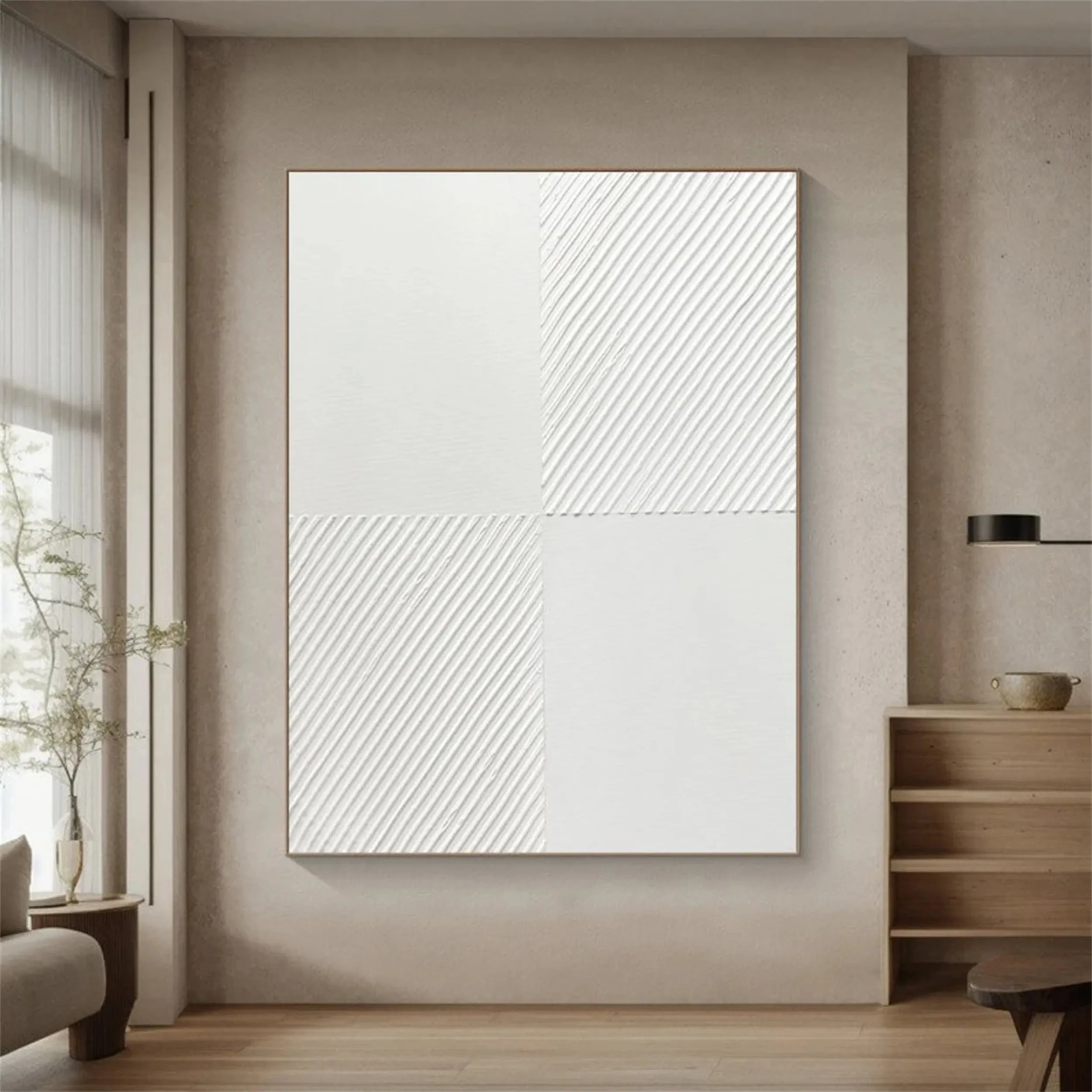 White Textured Minimalist Wall Art