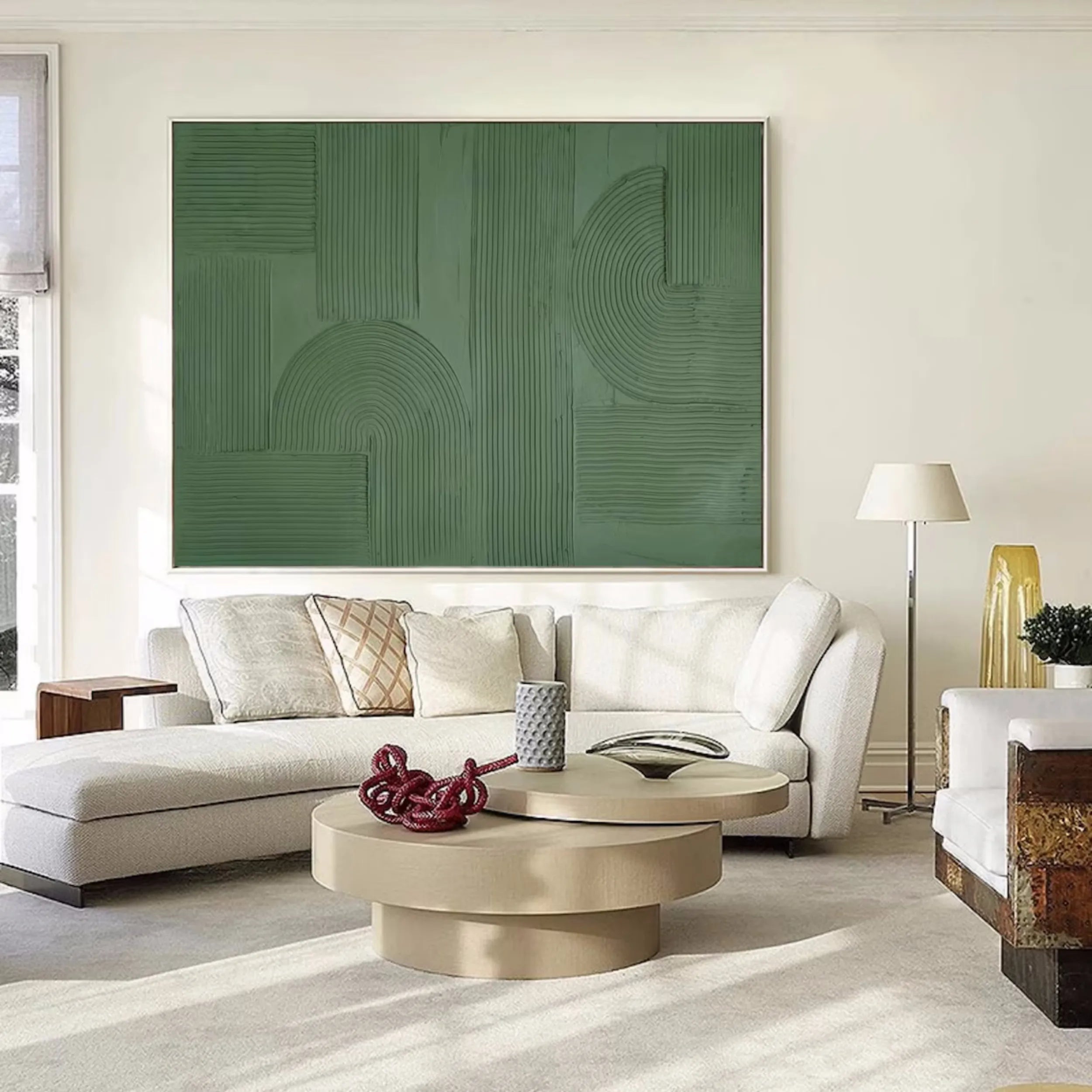 Green Textured Minimalist Wall Art