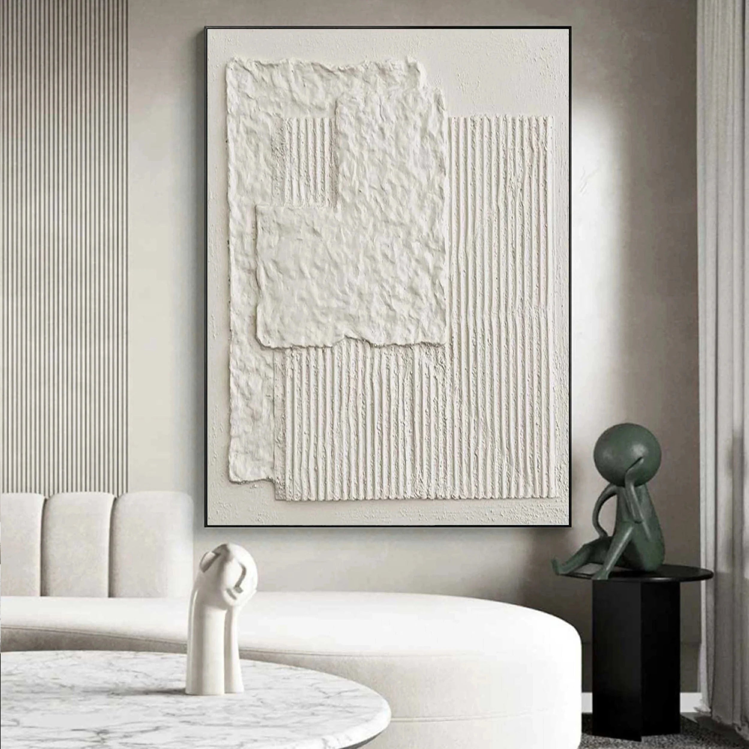 White Textured Minimalist Wall Art