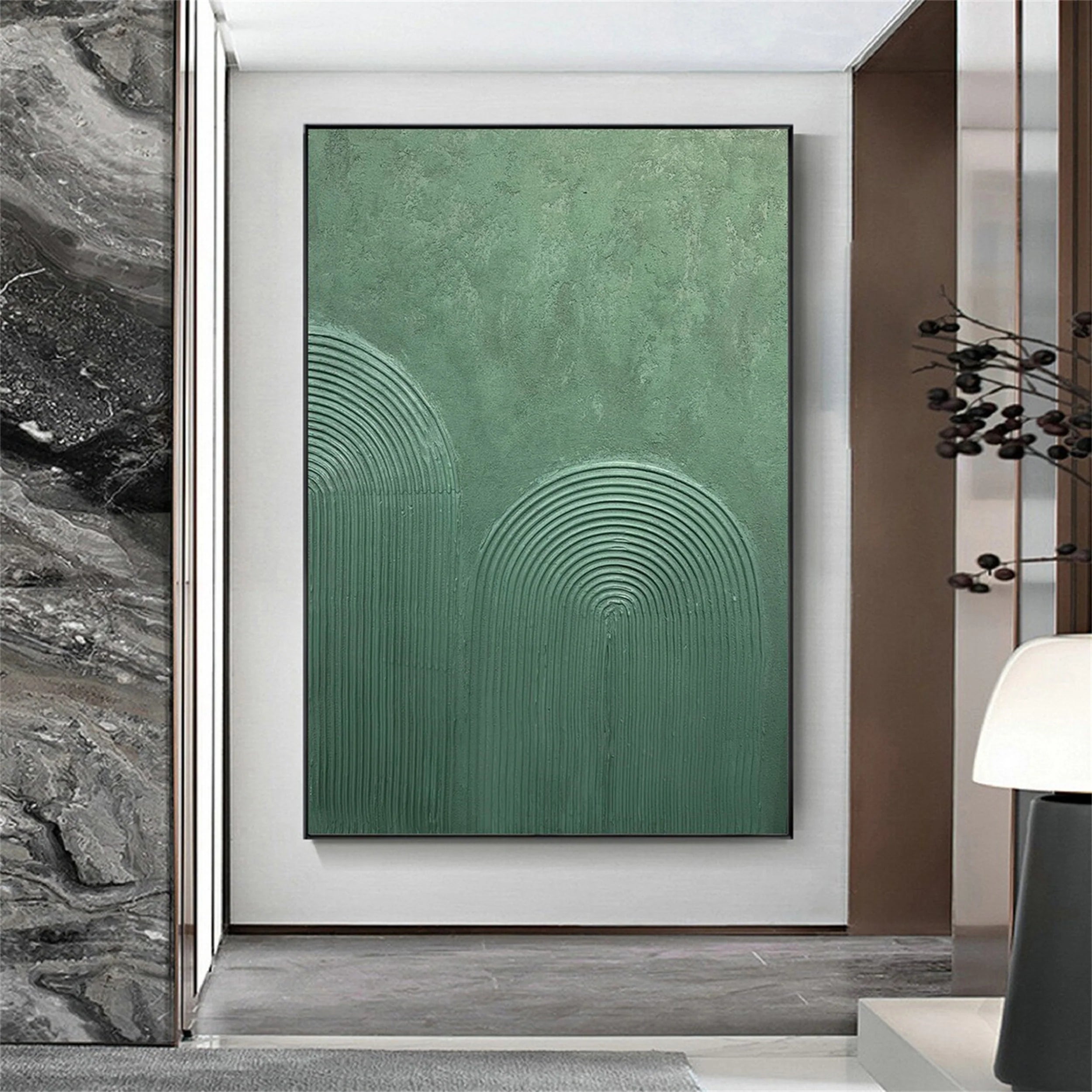 Green Textured Minimalist Wall Art