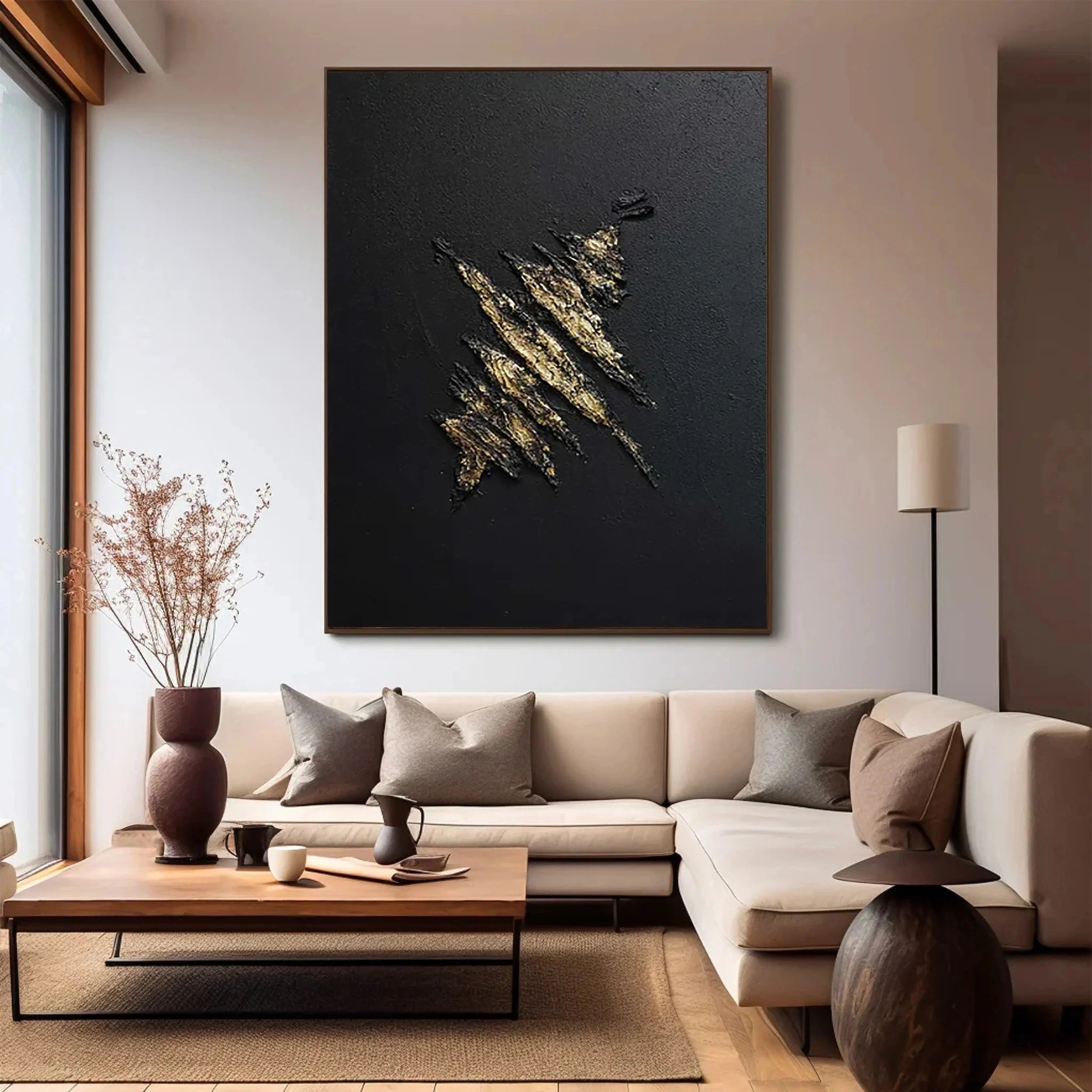 Black Textured Minimalist Wall Art