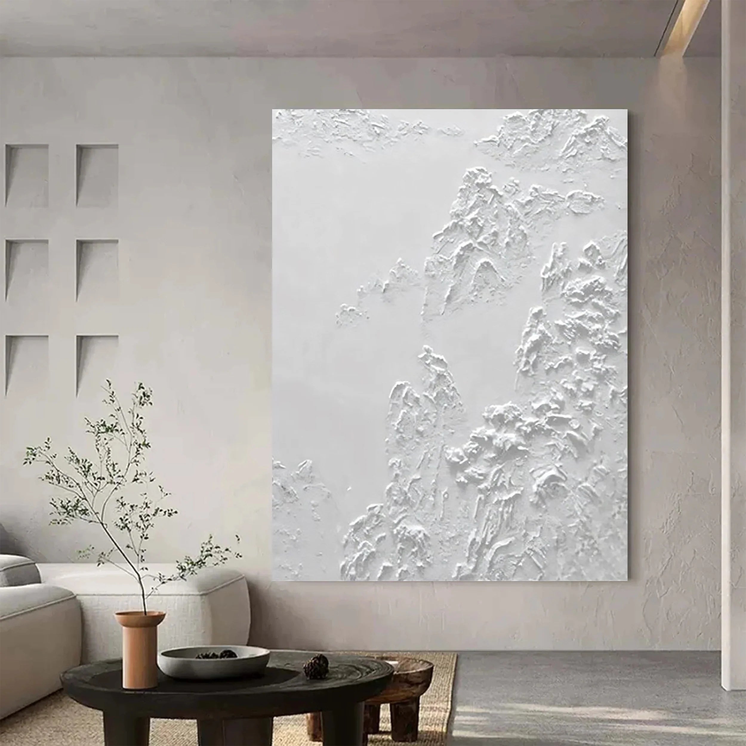 White Textured Minimalist Wall Art