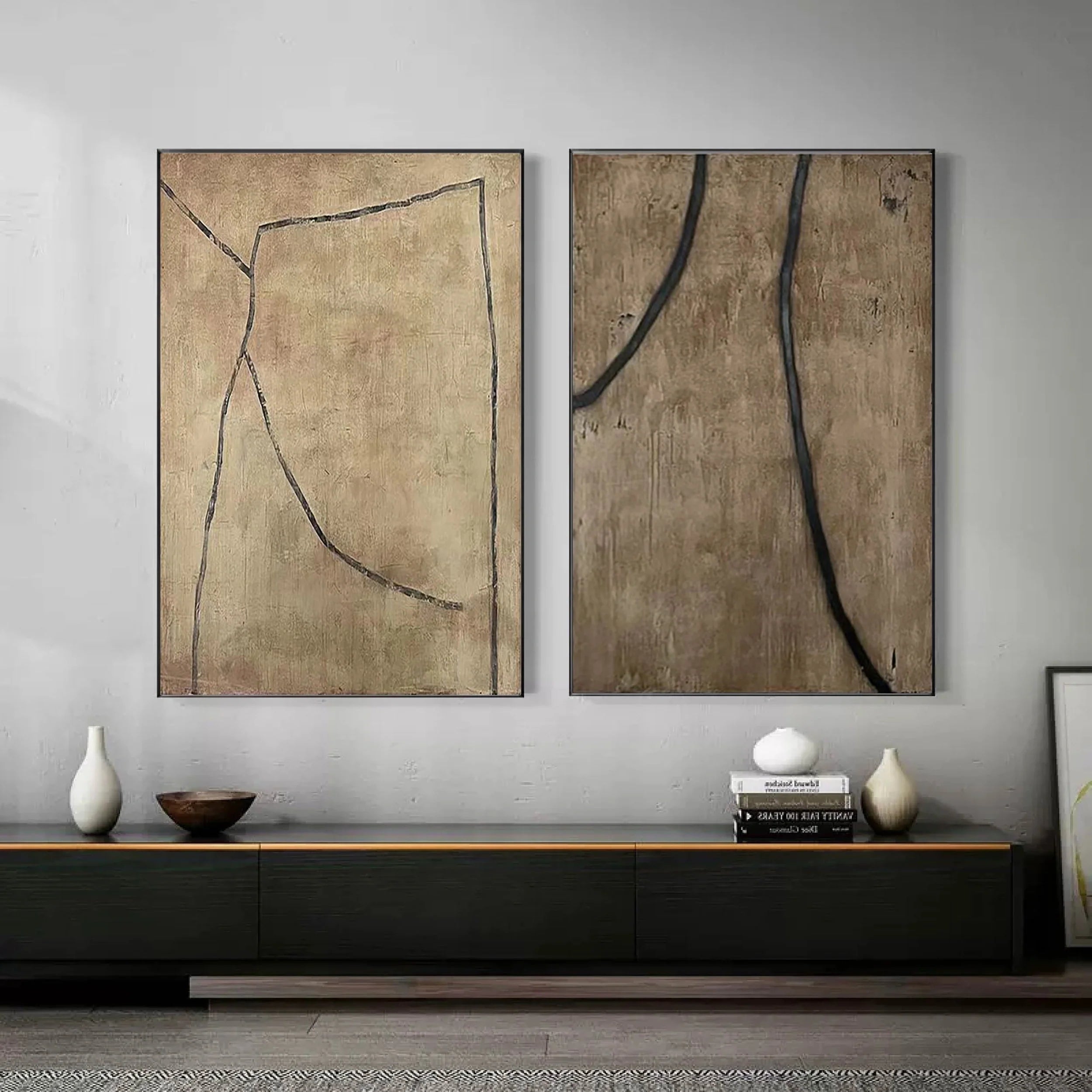 Wabi Sabi Abstract Wall Art Set of 2