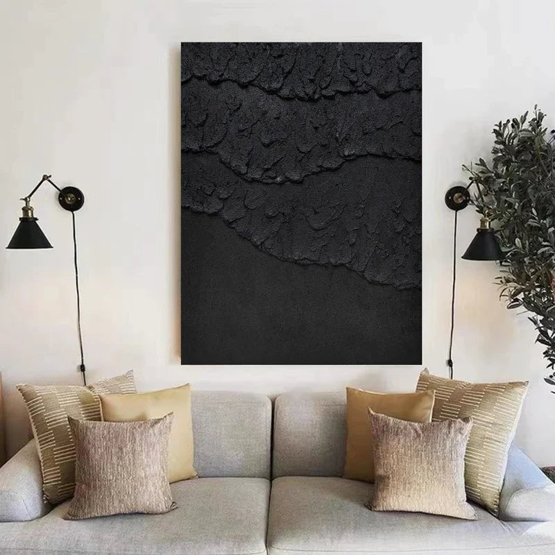 Black Textured Minimalist Wall Art