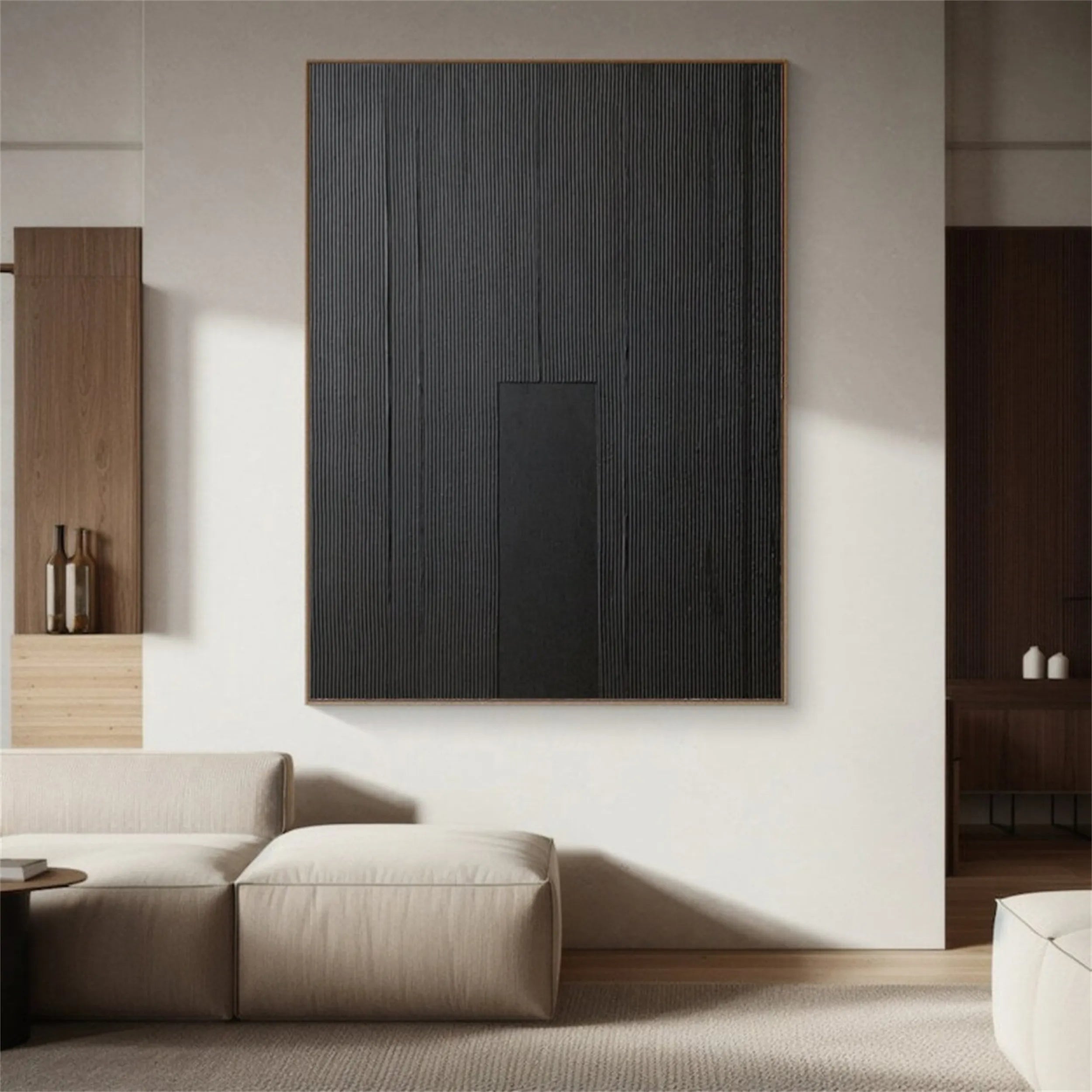 Black Textured Minimalist Wall Art