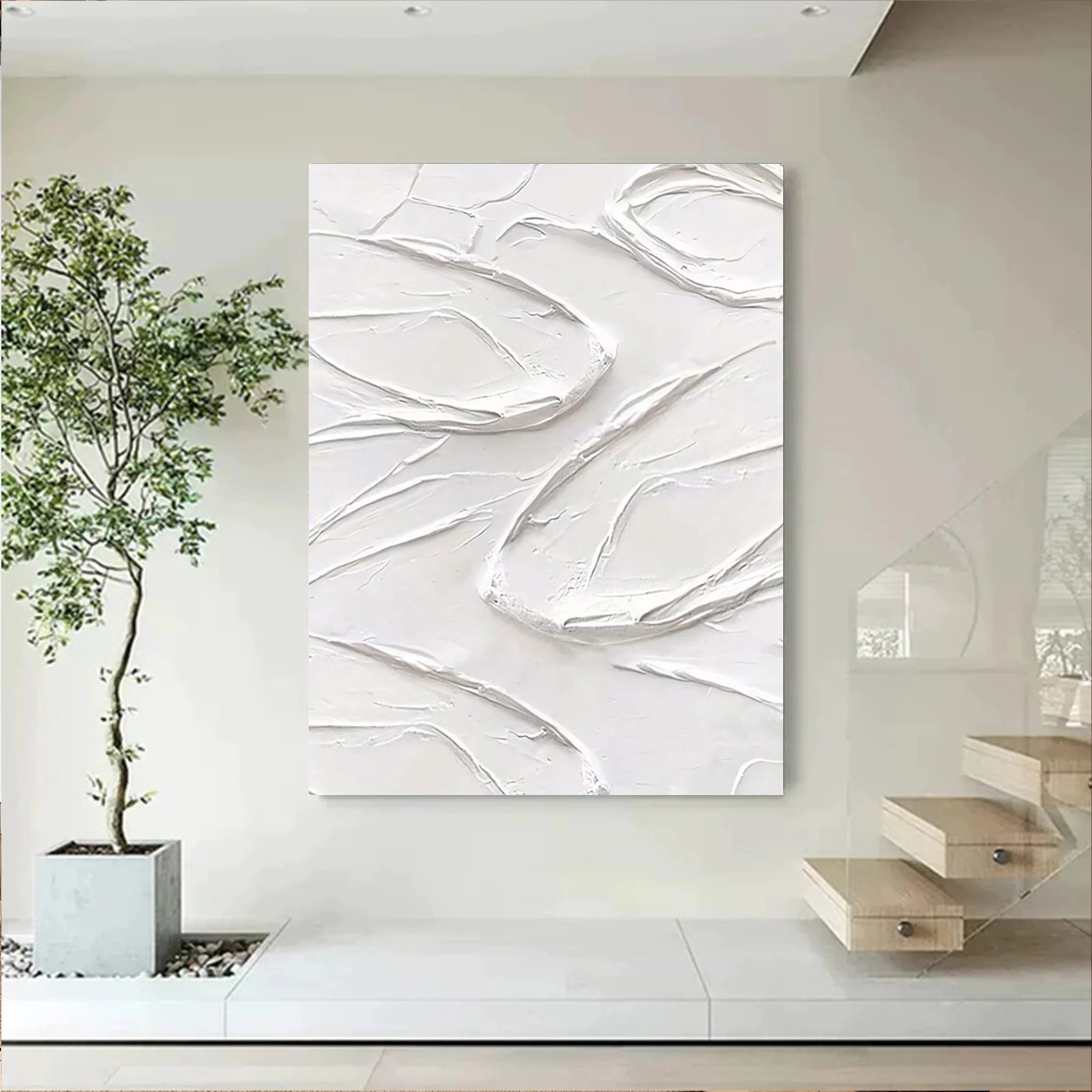 White Textured Minimalist Wall Art