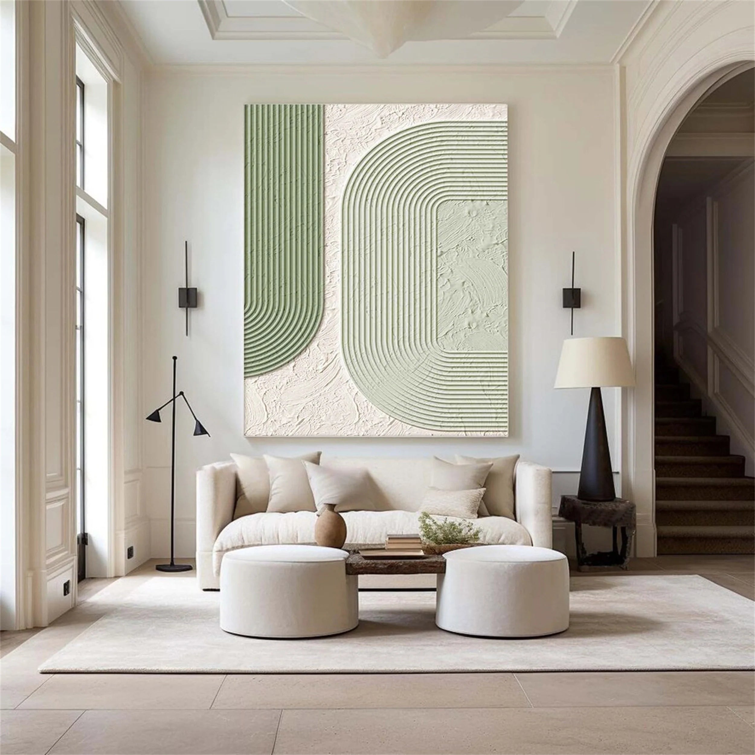 Green Textured Minimalist Wall Art