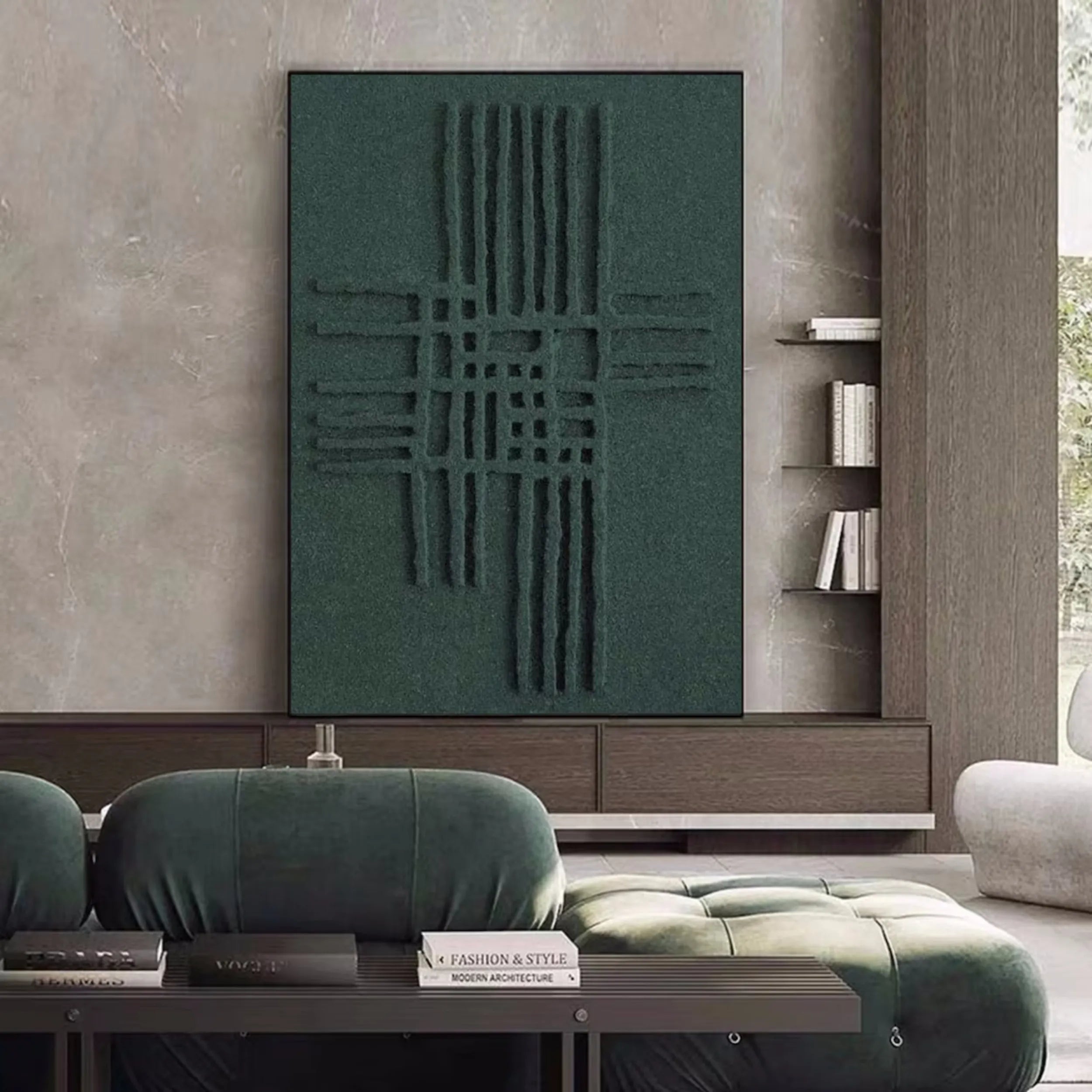 Green Textured Minimalist Wall Art