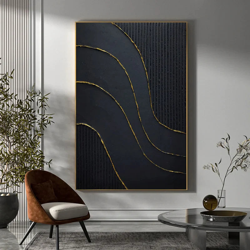 Black Textured Minimalist Wall Art