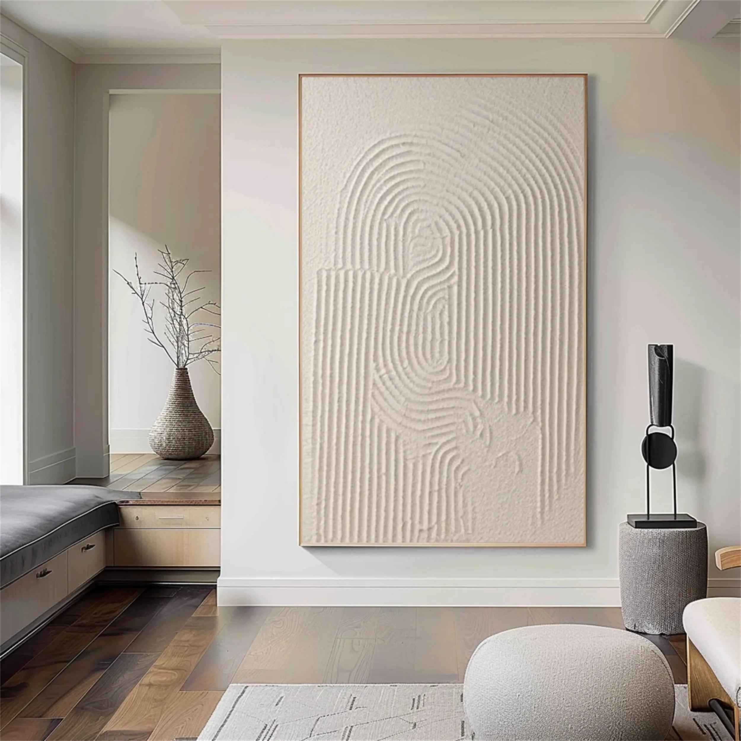 Beige & Brown Textured Minimalist Wall Art