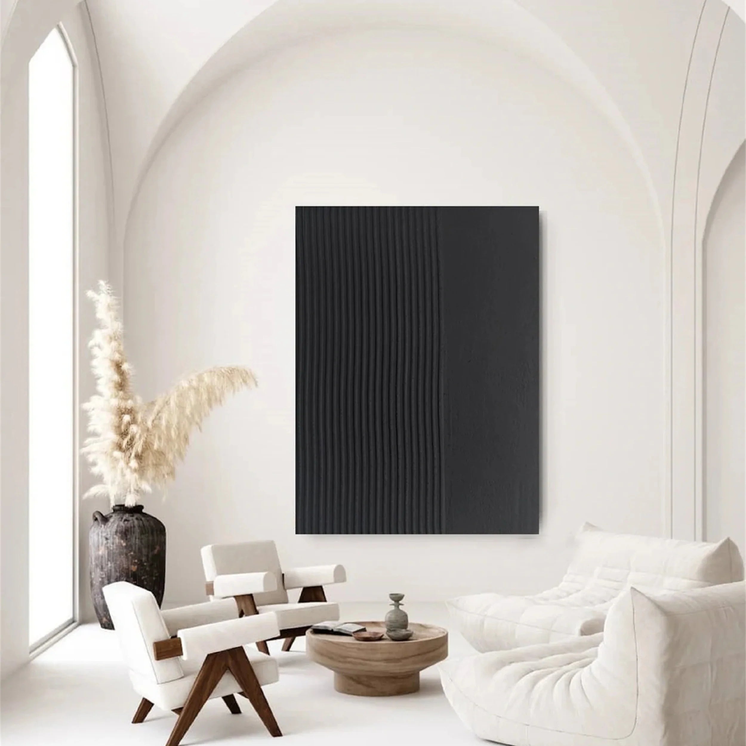 Black Textured Minimalist Wall Art