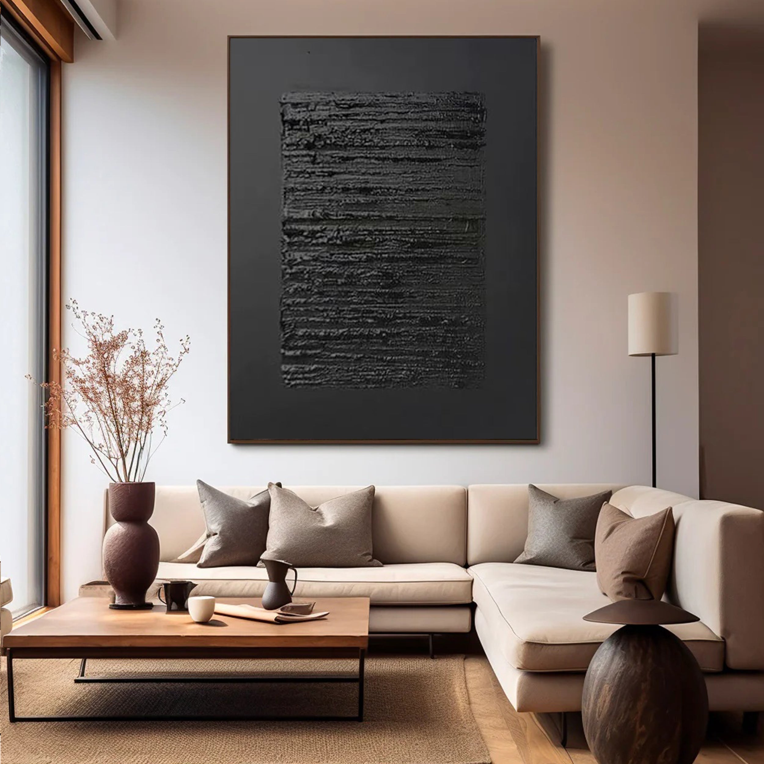 Black Textured Minimalist Wall Art